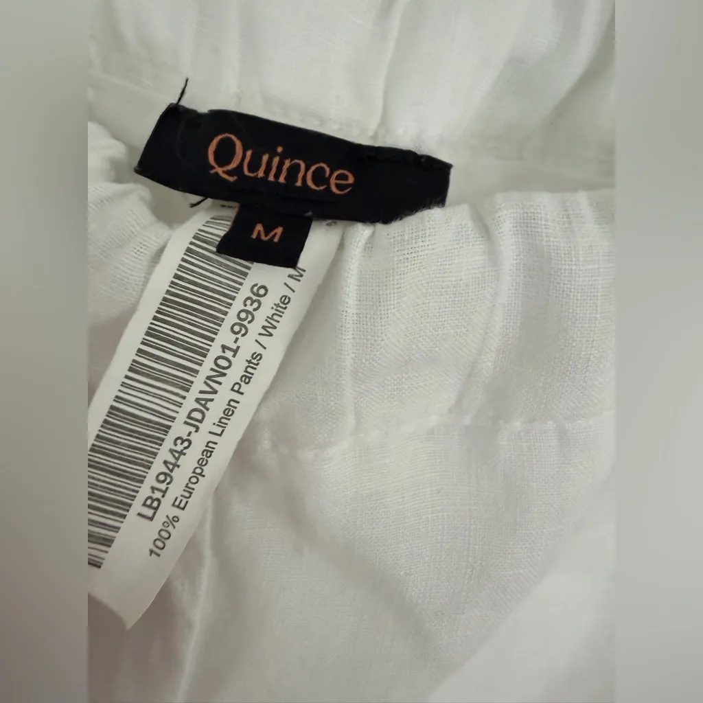 Quince 100% European Linen Pants White Medium Beach Coastal Vacation Athleisure - Image 7