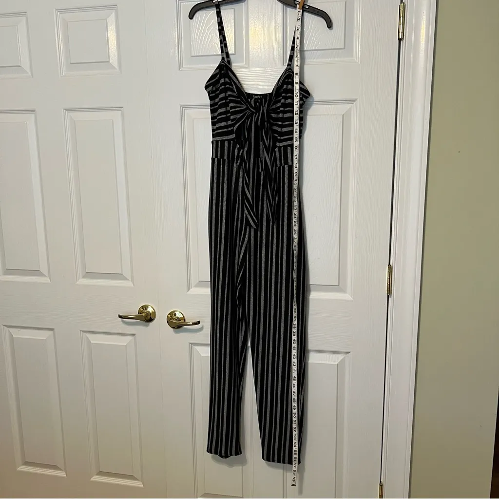 Boohoo jumpsuit cutouts black white stripe size 10 - Image 14