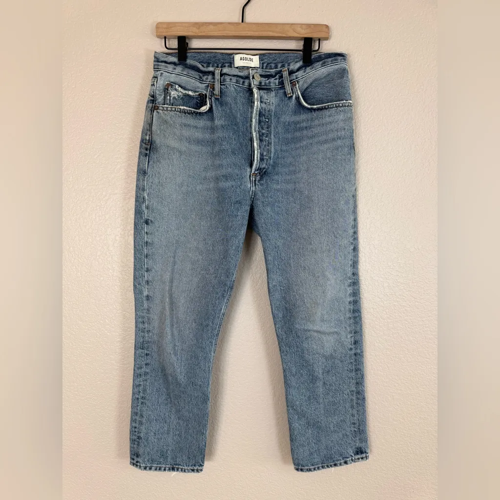 Agolde Jeans Riley High Rise Straight Leg Crop in Emulsion size 30 $188 - Image 4
