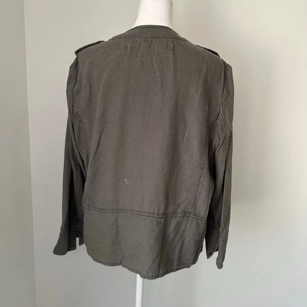 Daughters of the Liberation Anthropologie gray open front jacket size L - Image 4