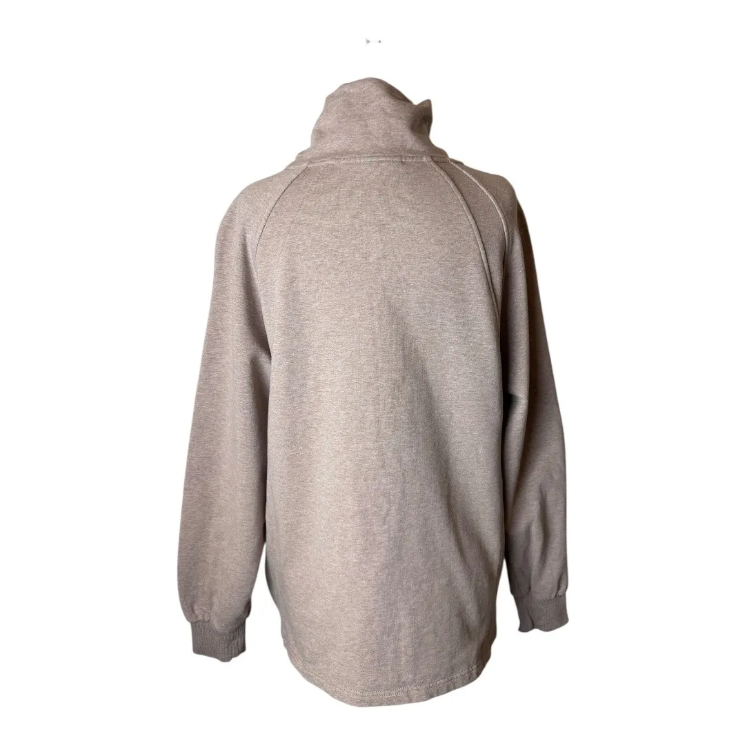 Varley Sweatshirt Women XS Taupe Heathered Turtleneck Atlas Pullover Athleisure - Image 2