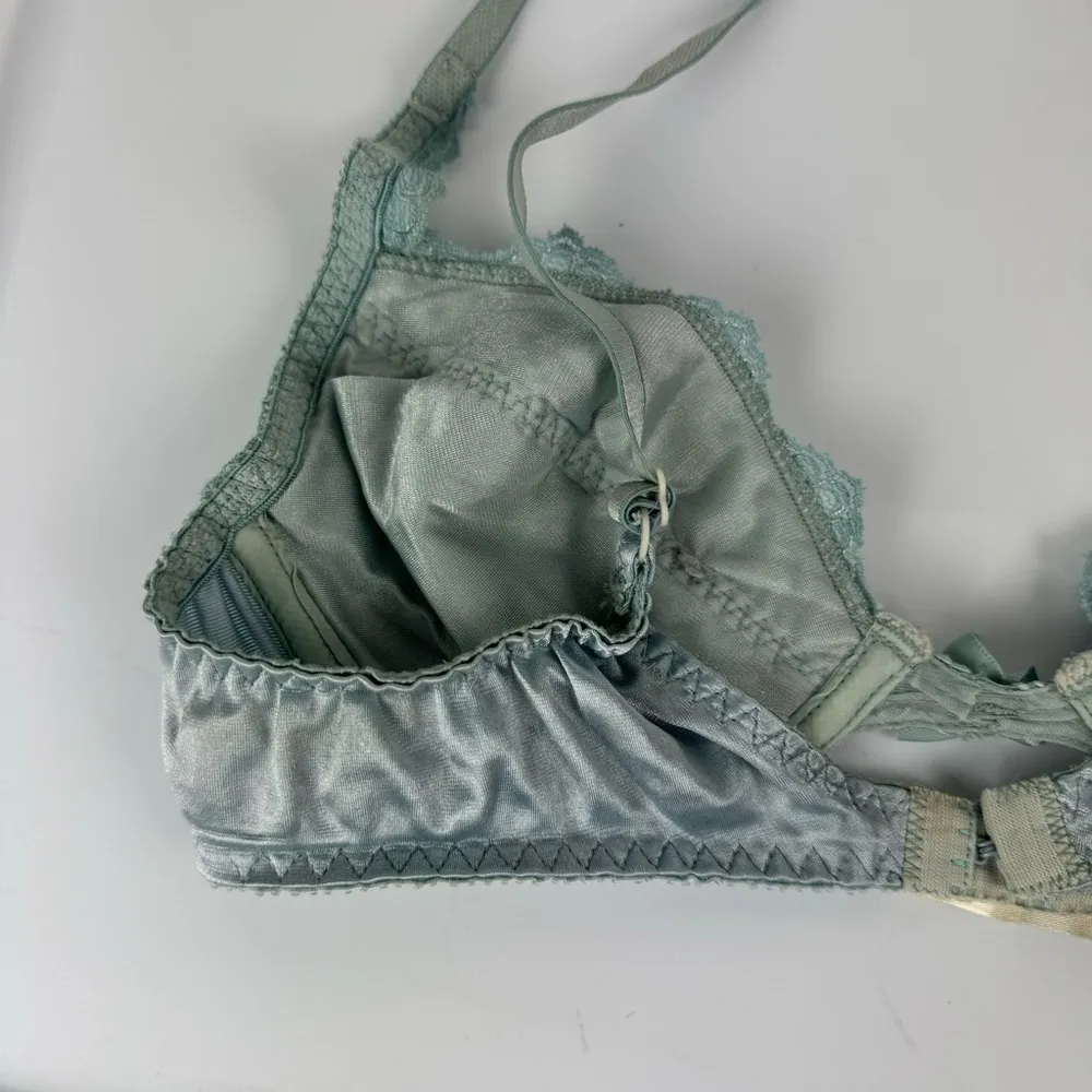 Vtg Victoria’s Secret Gold Label Blue Lace Bra Sz 36A Padded - Image 11