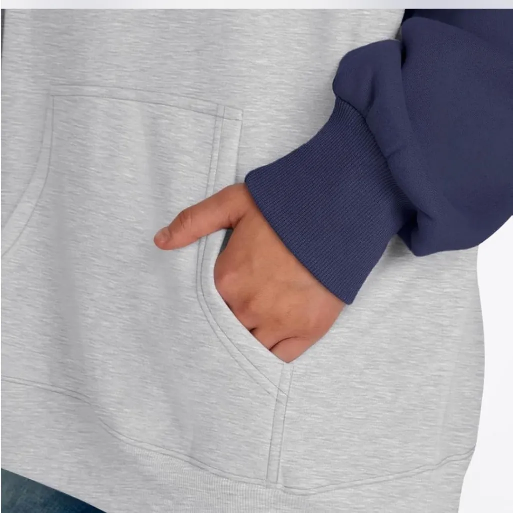 Women's Navy and Gray Hoodie Blue Size M - Image 5