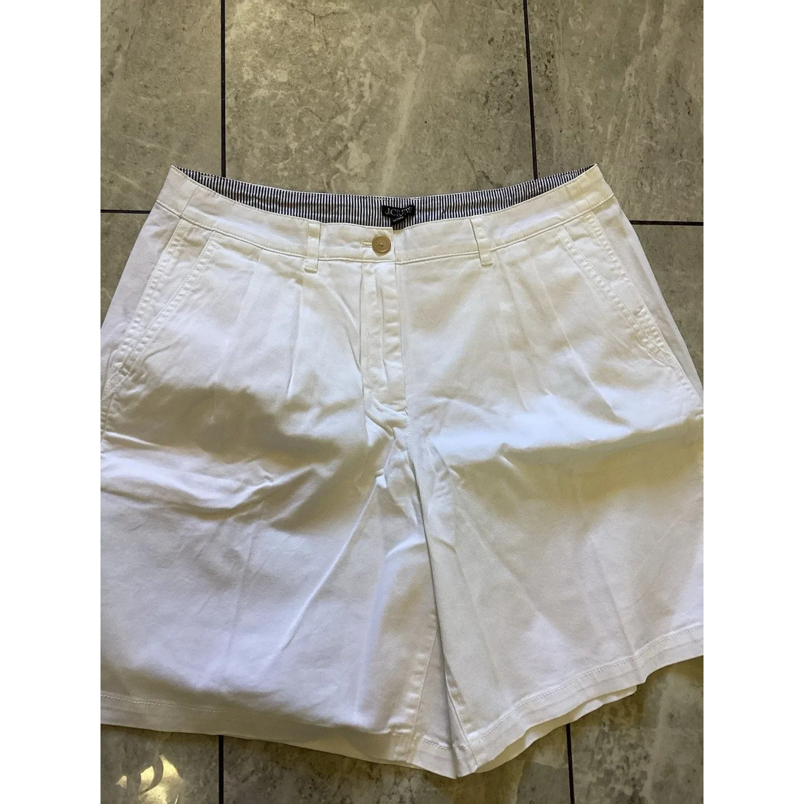 J. Crew 9” Pleated Heritage Chino Womens Shorts White 10 - Image 3