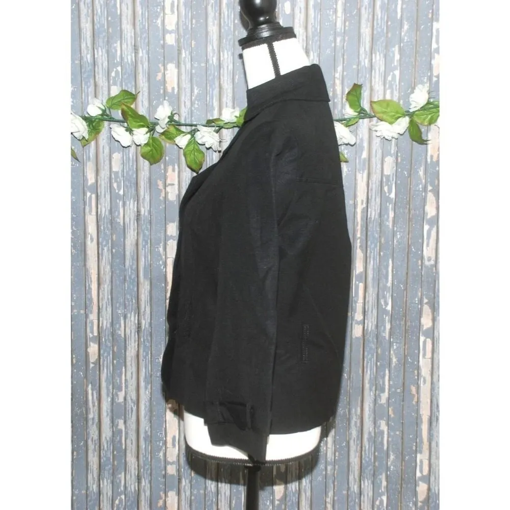 Signature by Larry Levine Ladies Black Linen Blend Jacket Size 8 Button Up - Image 3