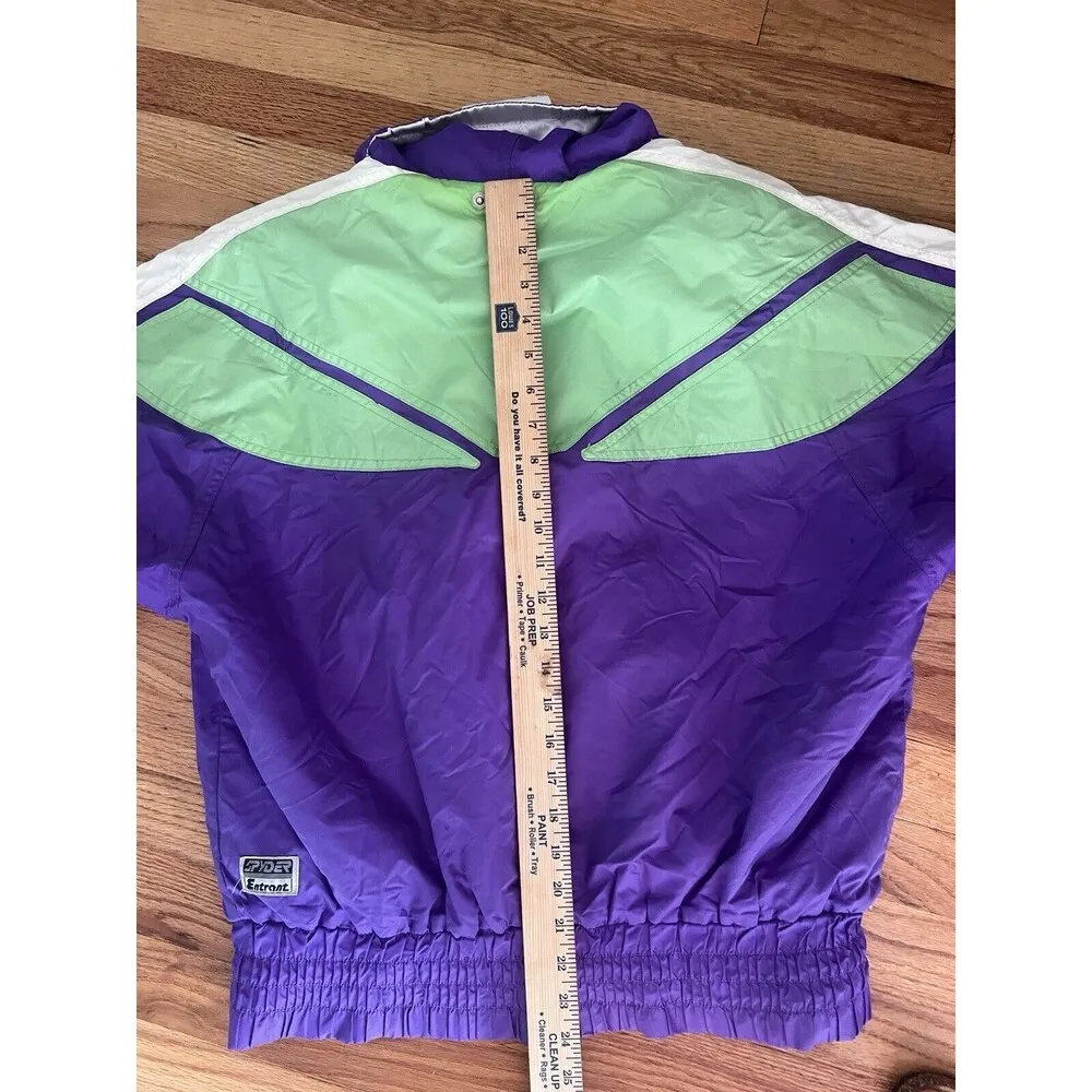 Vtg Spyder jacket Women’s size 12 neon purple green Thinsulate Hidden Hood Ski - Image 7