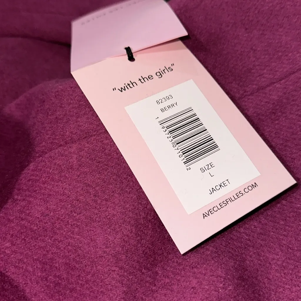 NWT Avec Les Filles Shawl Collar Twill Peacoat In Berry Large - Image 8