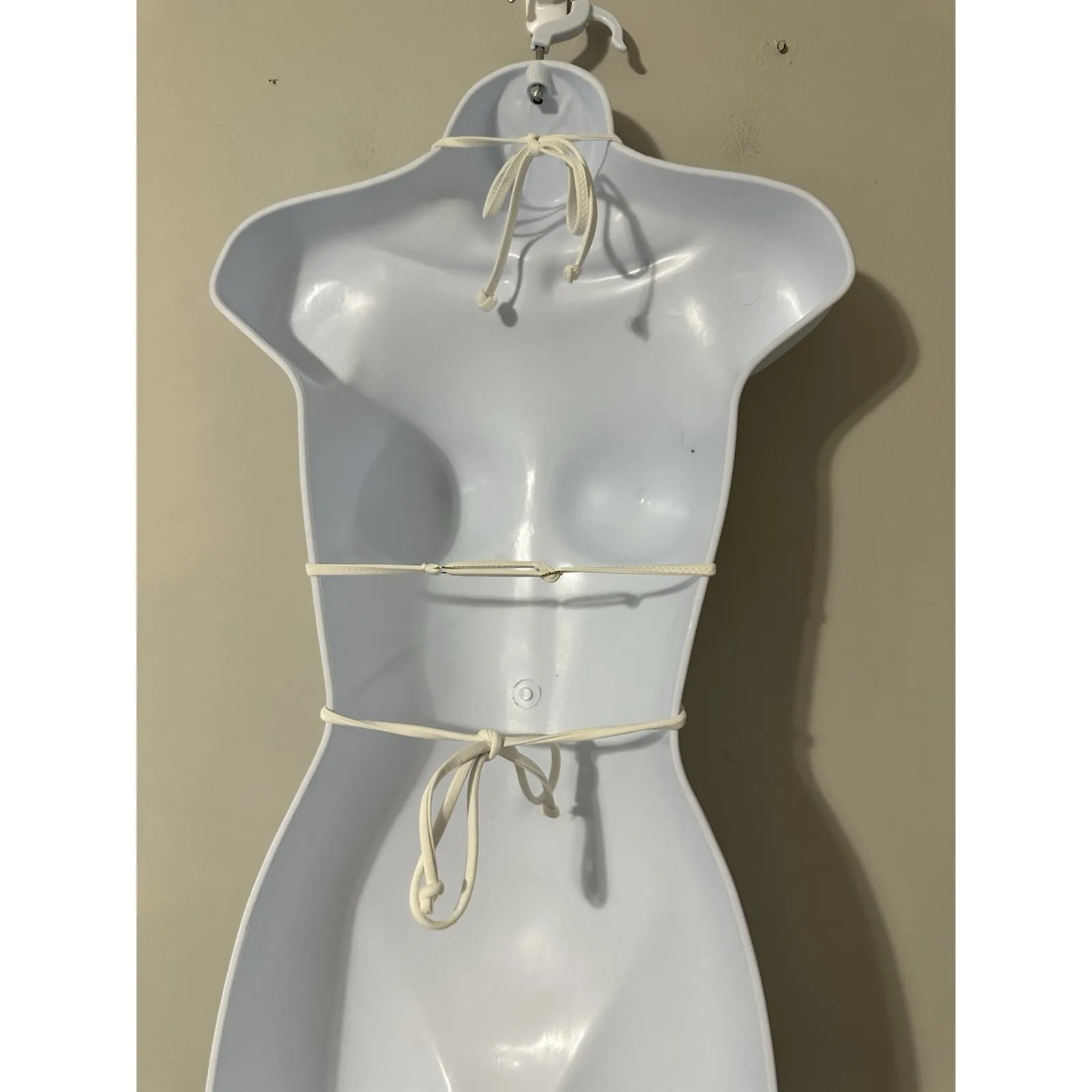 White Fox Swim Lime Ribbed Wavy Ring Triangle Bikini Top XS Neon Green NWOT - Image 4