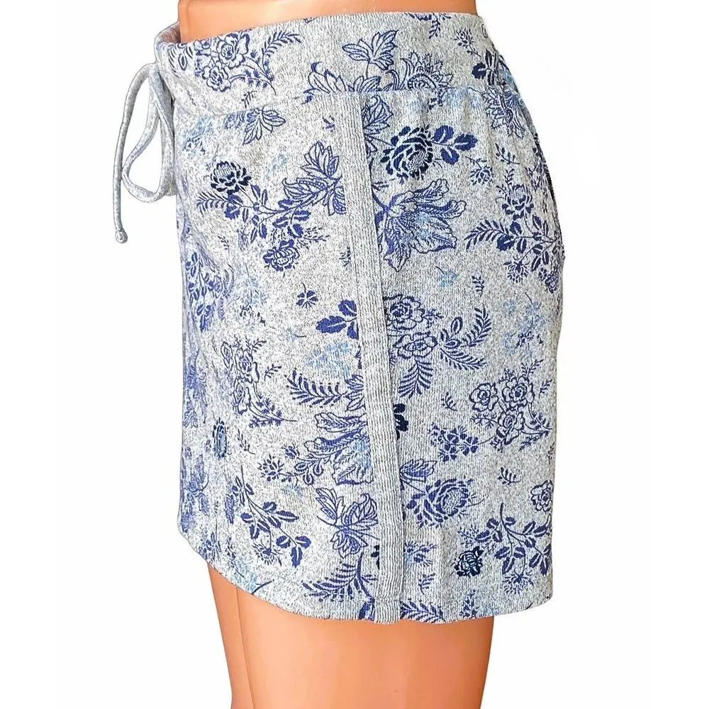 LUCKY BRAND Blue & Gray Floral Lounge Pajama Short Shorts ~ Women's Size MEDIUM - Image 3