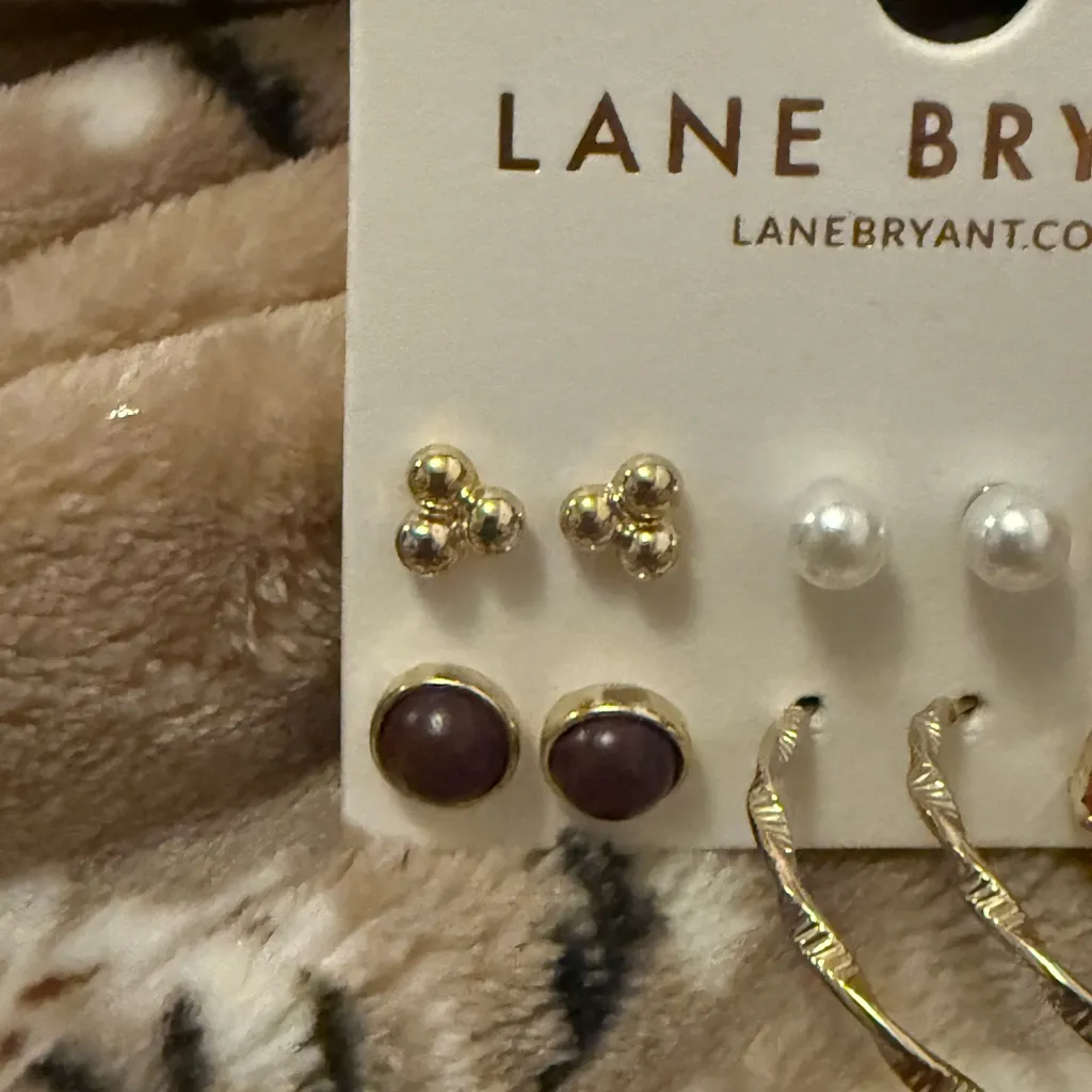 Lane Bryant Mixed Gold Fall Autumn Classic Stud & Hoops Earrings 6-Pack - Image 3