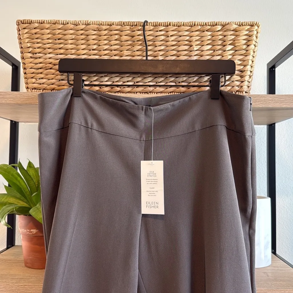 NWT Eileen Fisher High-Rise Silk Cotton Stretch Woven Career Dress Pant Trouser, - Image 2