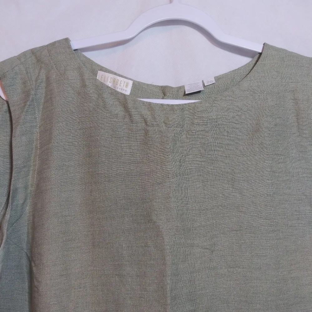 Elisabeth By Liz Claiborne Linen Neutral Sleeveless Green Top Button Back Sz 20 - Image 2