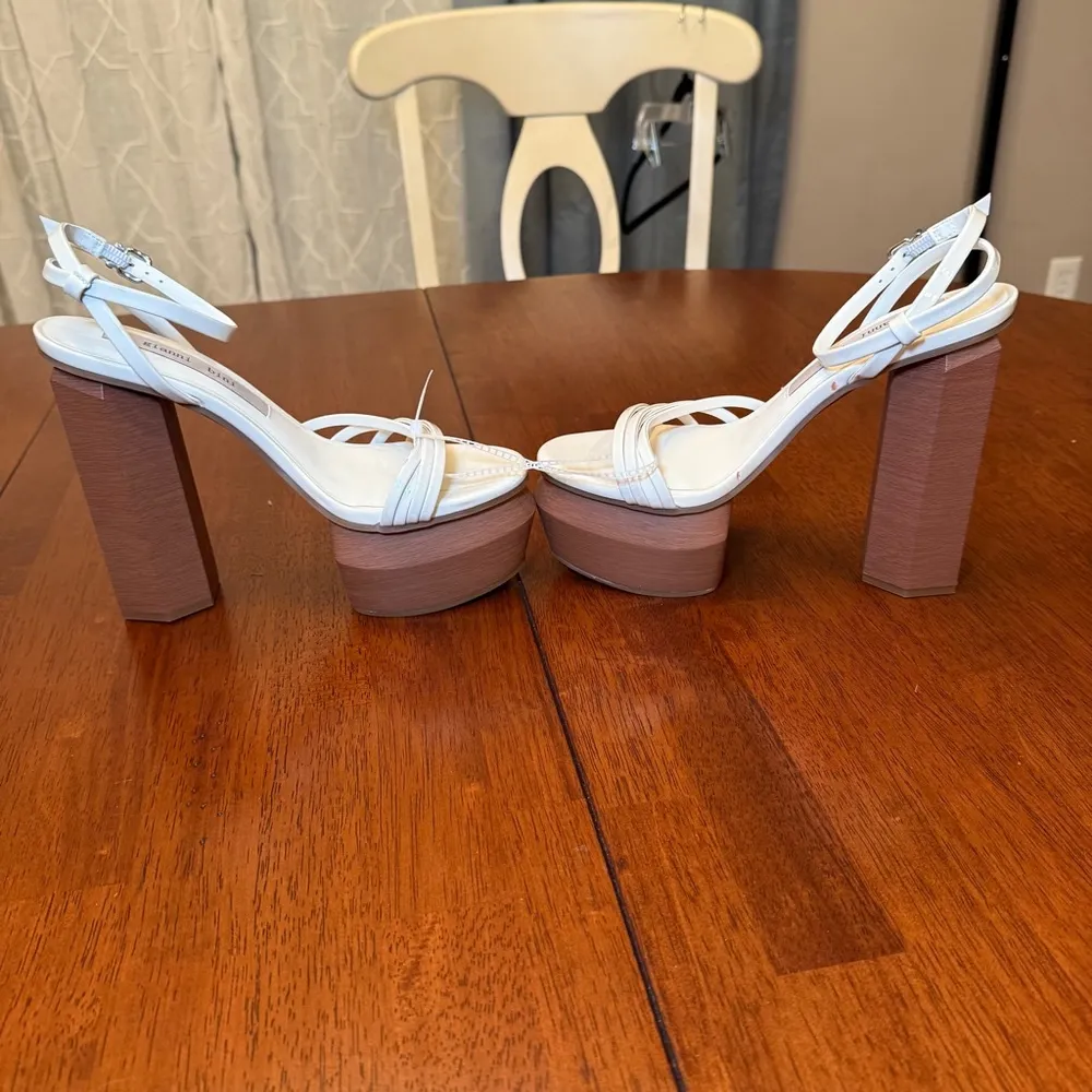 Gianni Bini Parrish Platform Sandals‎ Heels Size 7.5 White Brown - Image 8
