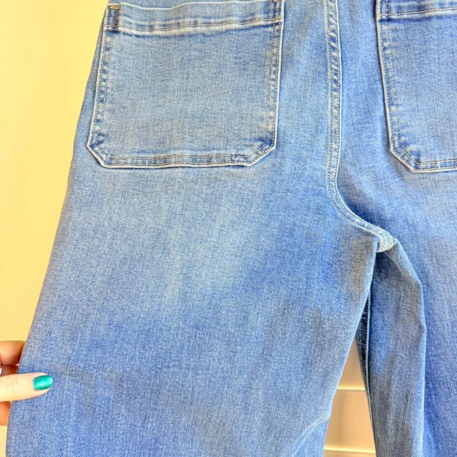 OAT New York High Rise Wide Leg Jeans with Patch Pockets in Blue size 10/30 NWOT - Image 11