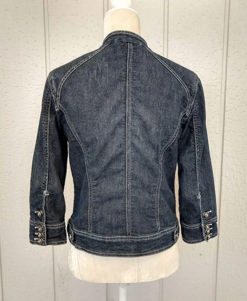 Platinum Rhinestone Jean Jacket - Image 3
