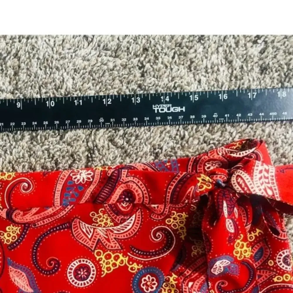 Ann Taylor Loft Red Floral Paisley Mini Wrap Skirt Ruffle Size 12 Large L - Image 5