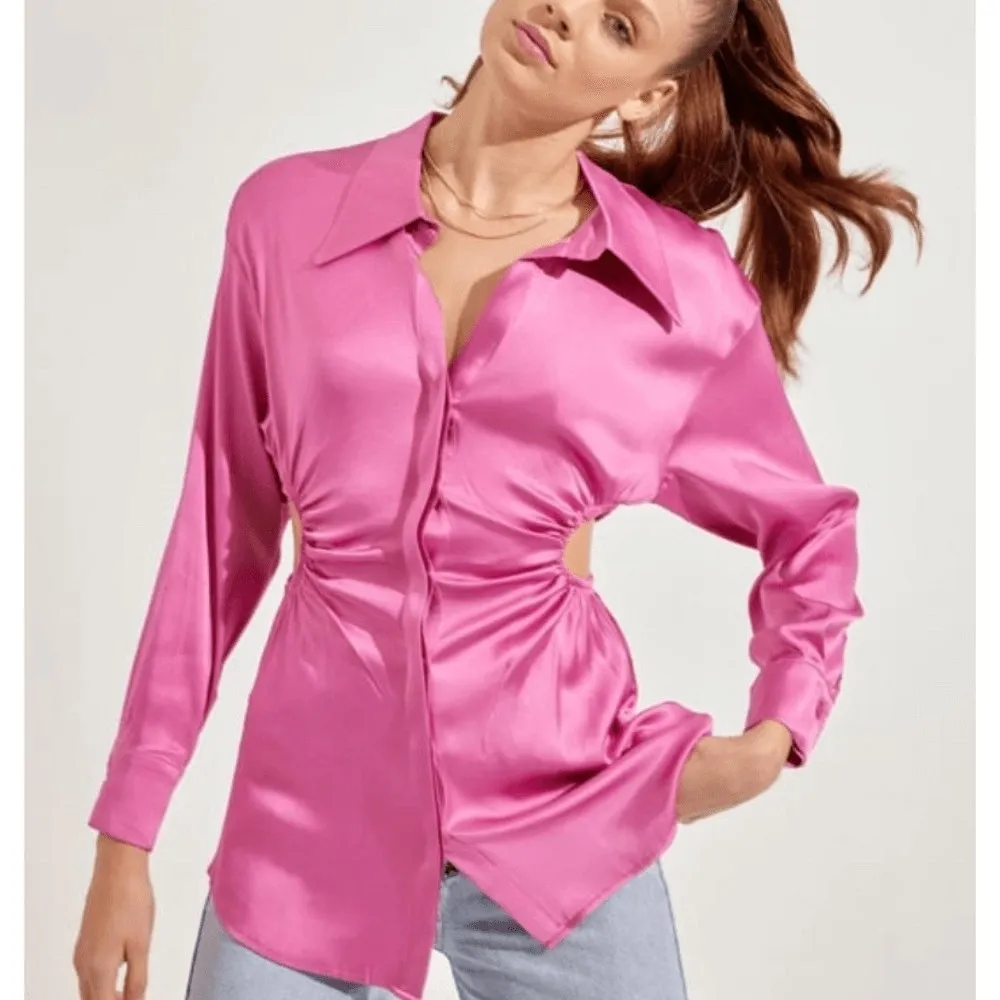 Setre Ecru Tunic Top in Satin Pink Size L - Image 2