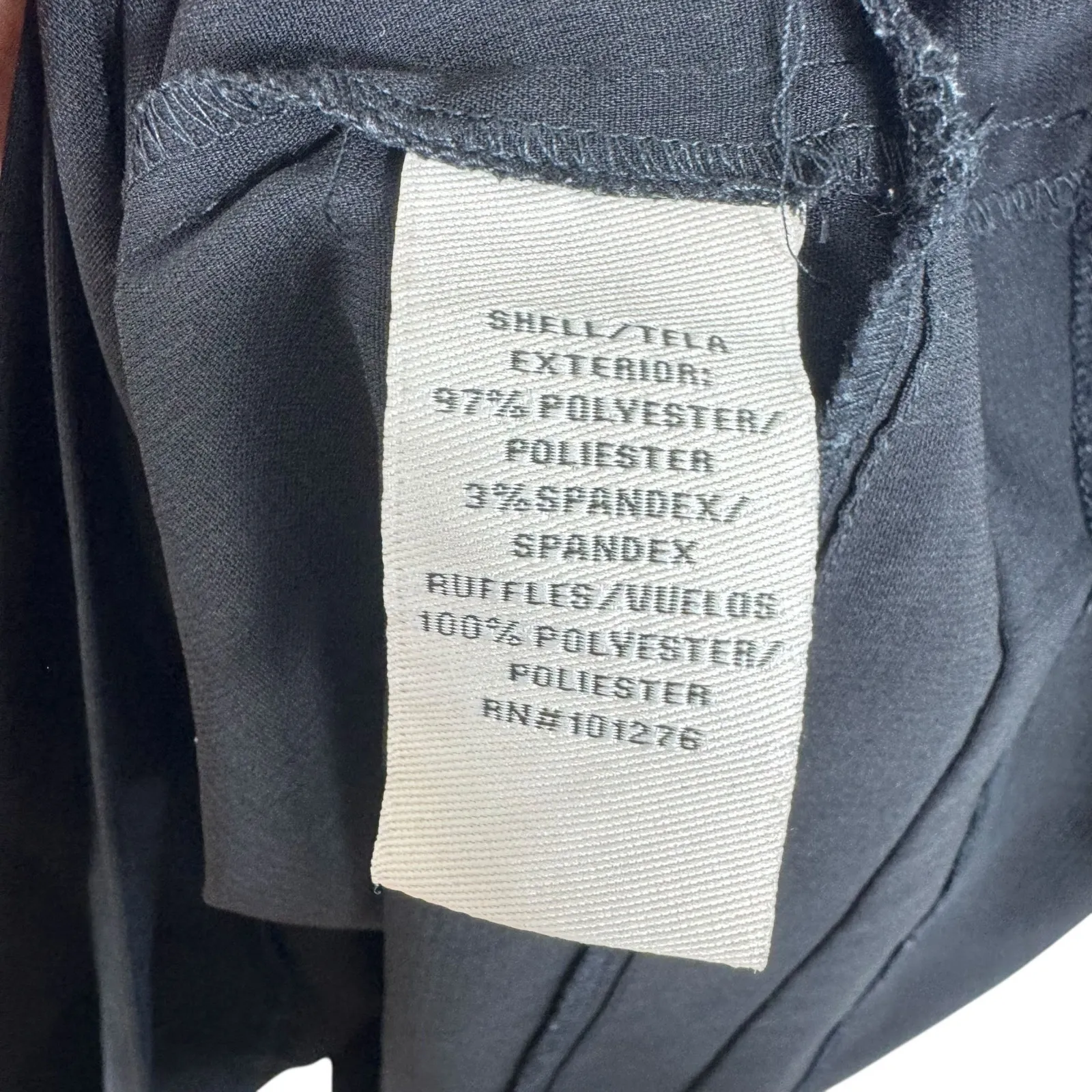 ECI Black Ruffled Lightweight Tank Blouse Size L - Image 4