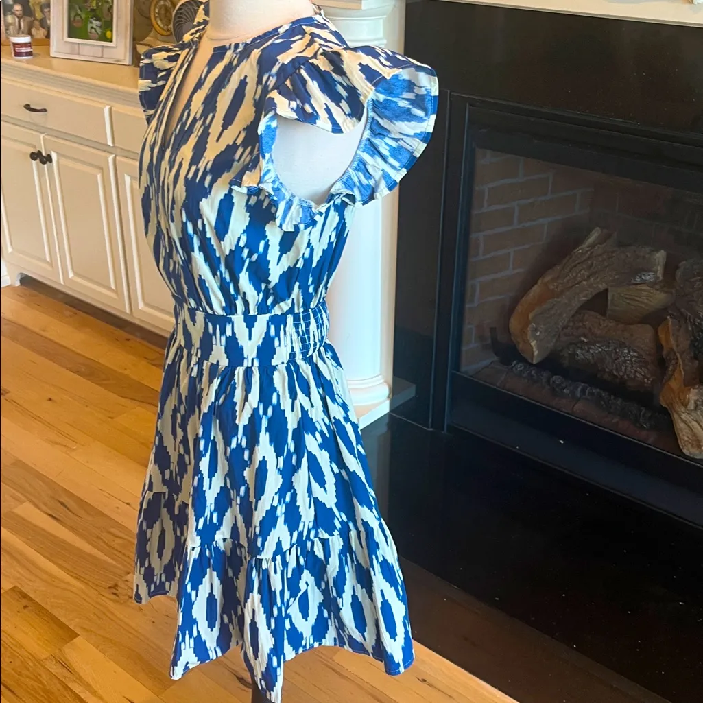 Flying Tomato Blue White Cotton Dress Mini Flutter Sleep Ruffle Hem New - Image 3