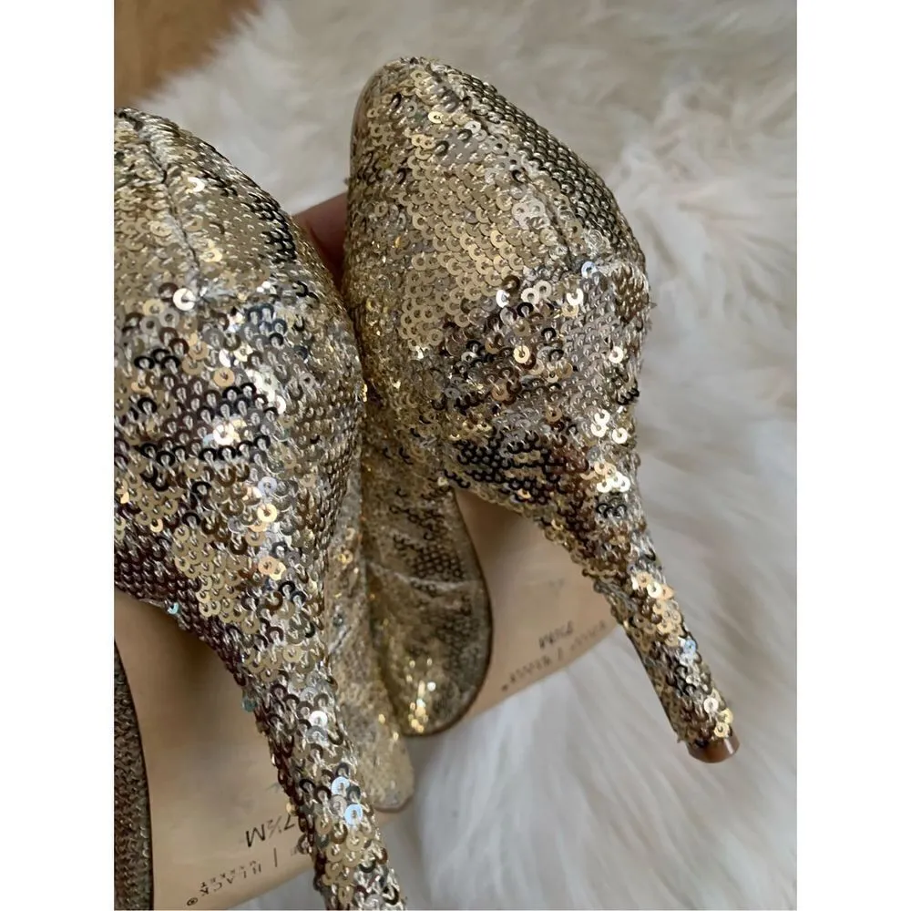 White House black market sparkly heels size 7.5 gold - Image 2
