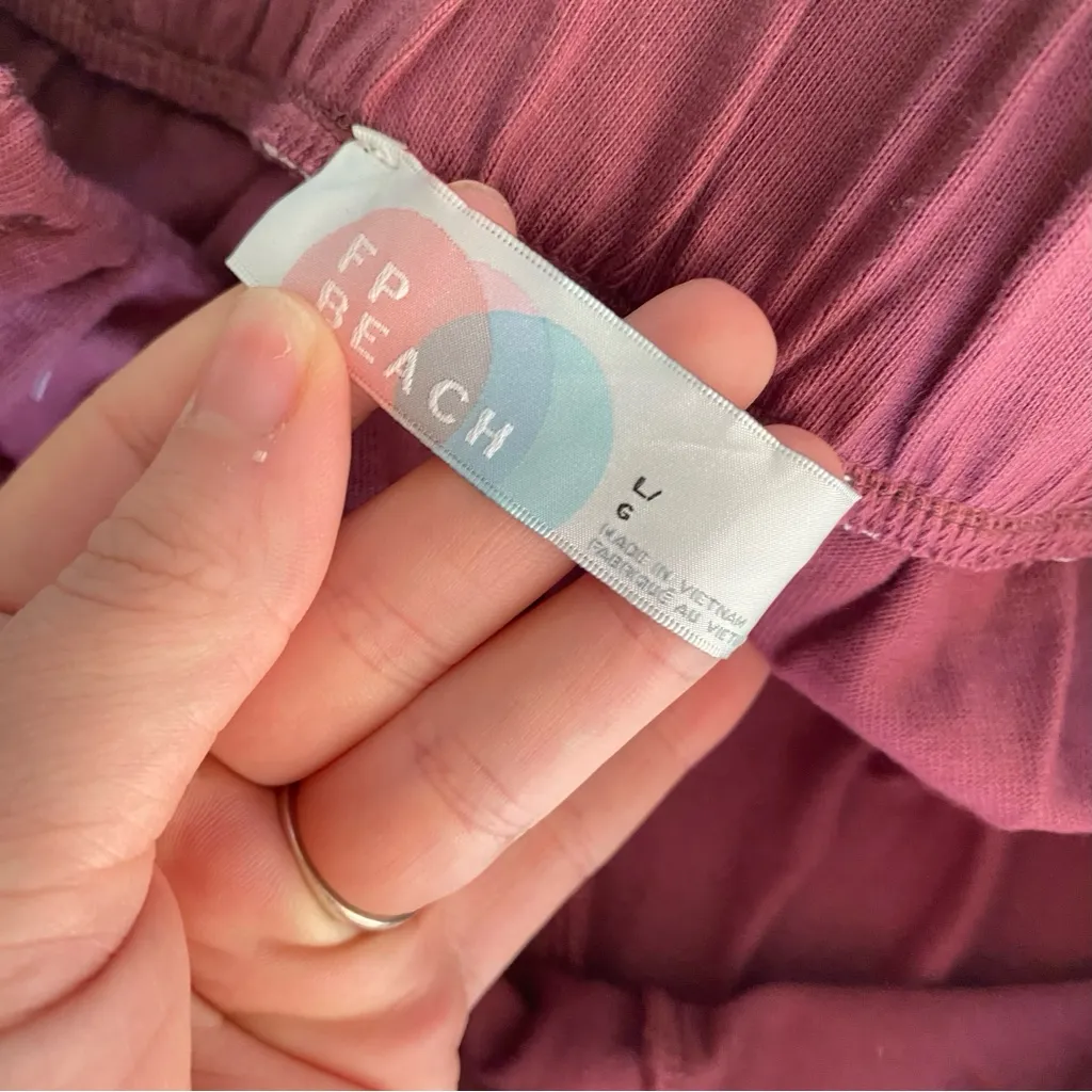 Free People Lacey Set NWT size large off the shoulder wide leg pants maroon - Image 4