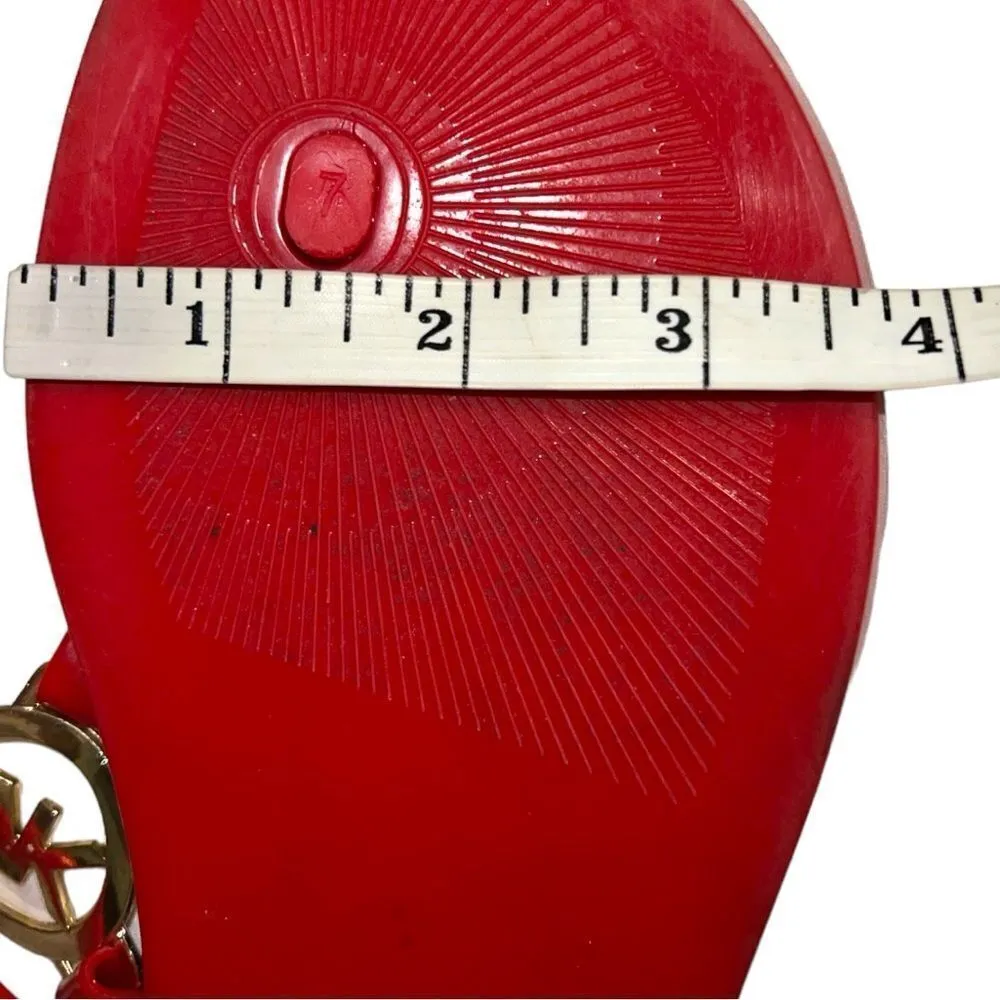 Michael Michael Kors cute red strap gold logo thong sandals Size 7 - Image 9