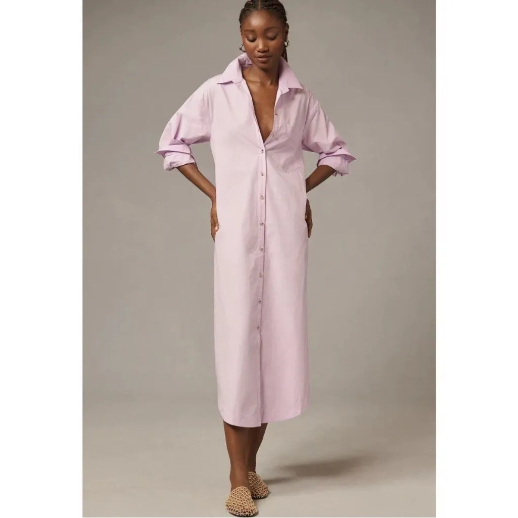 Anthropologie Maeve Soren Maxi Shirt Dress Lavender Button Front NWT L - Image 2