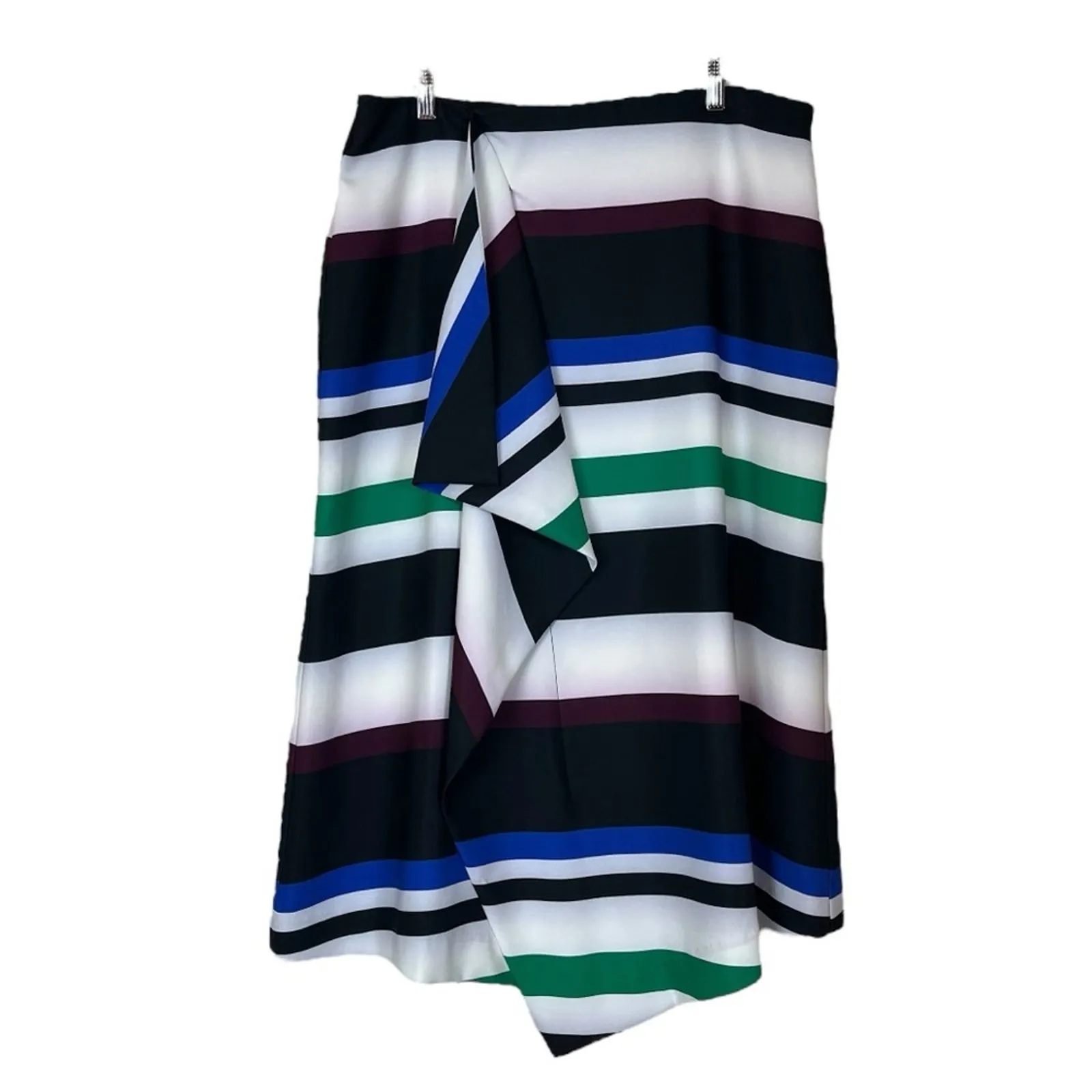 Lane Bryant Skirt Ruffle Front Pencil Scuba Pull On Black Stripe Women’s Size 16 - Image 8