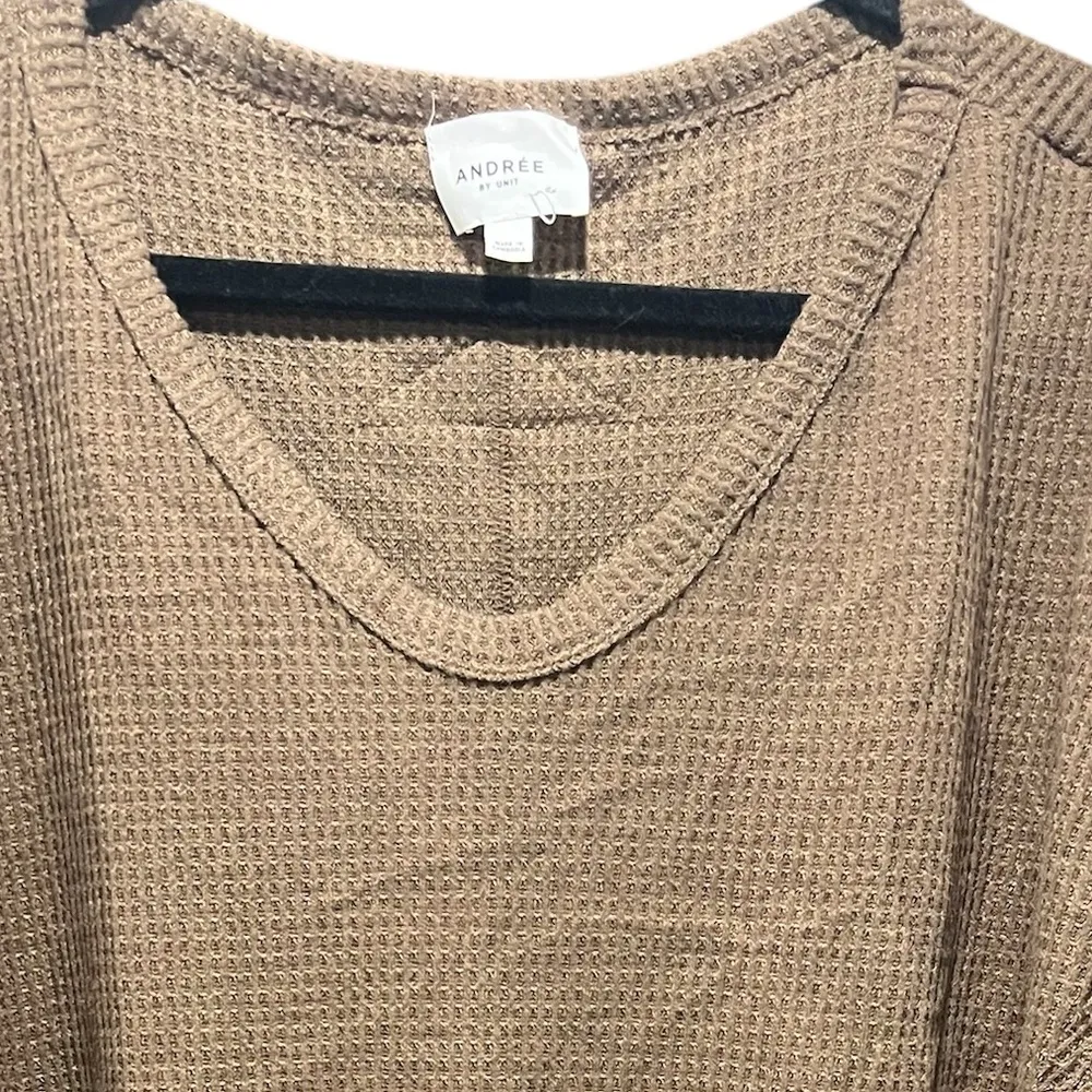 Andree Women's Brown Waffle Sweater Shirt Size 2X - Image 5