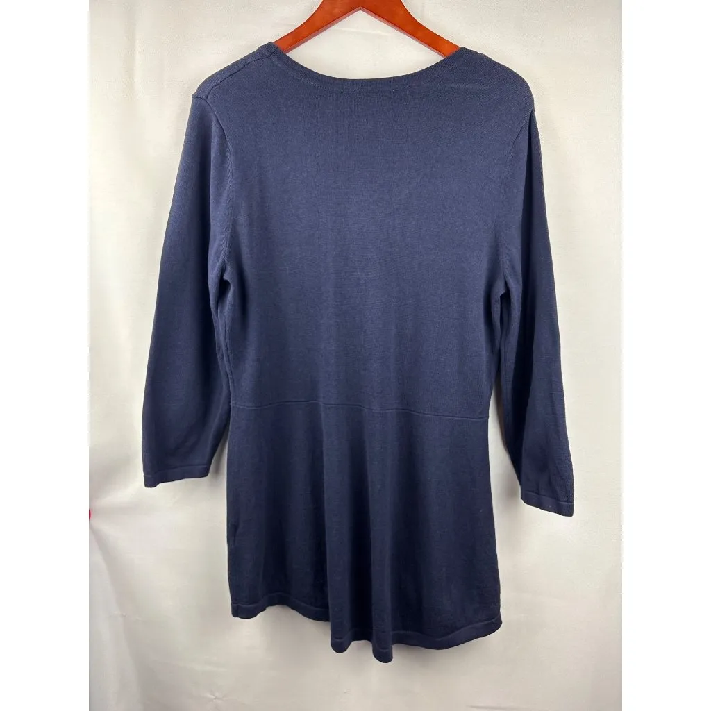 Isaac Mizrahi Live! Womens Navy Cardigan Sweater M Cotton/Rayon Blend Blue Size M - Image 5