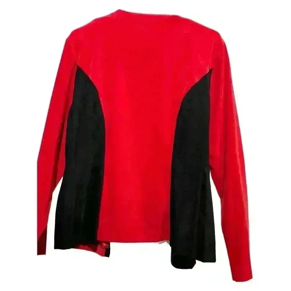 Vintage Jaclyn Smith Red & Black Colorblock Jacket Sz 14 Mob Wife Old Money - Image 4