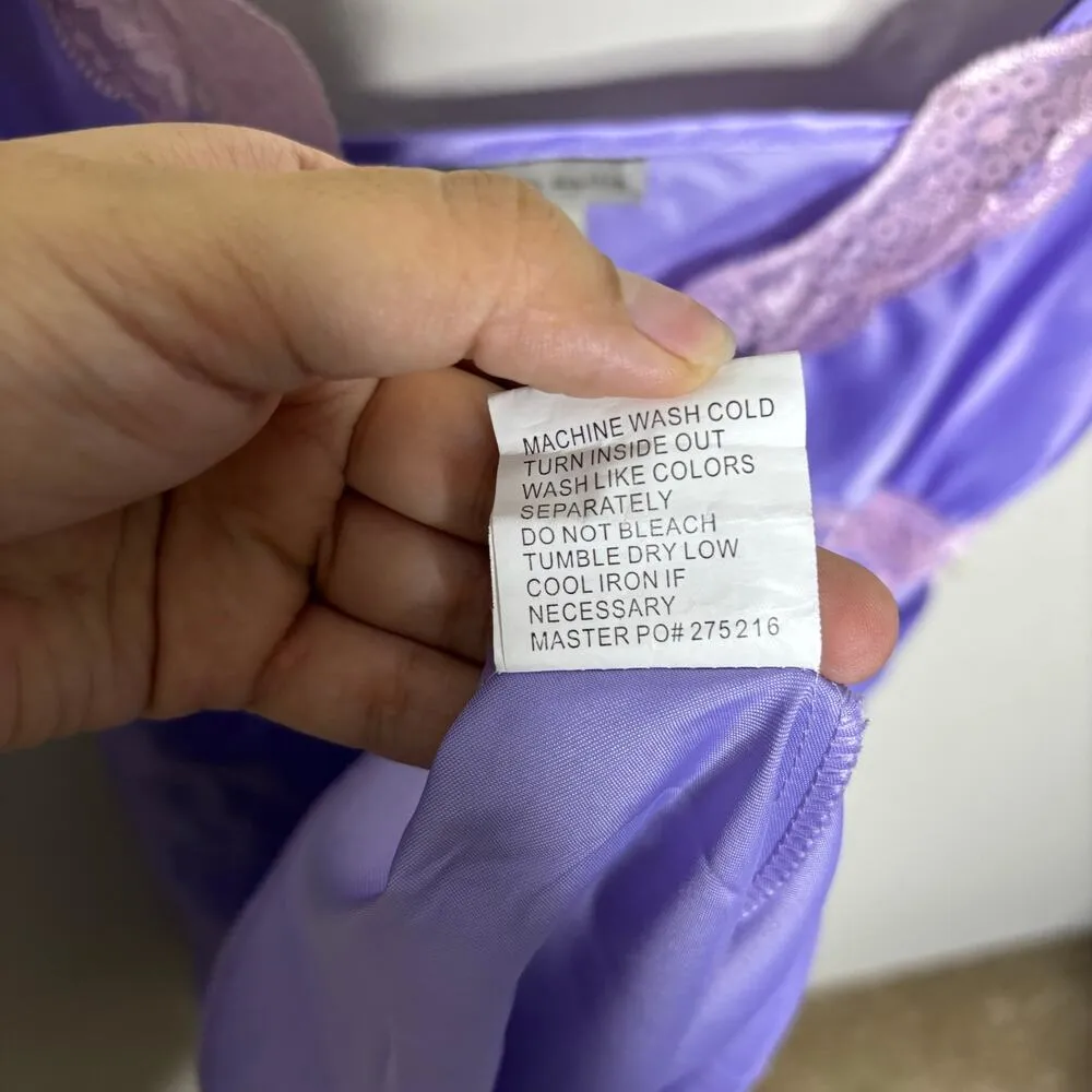 Jonathan Martin Purple Satin Vintage Nightgown Sz L - Image 7