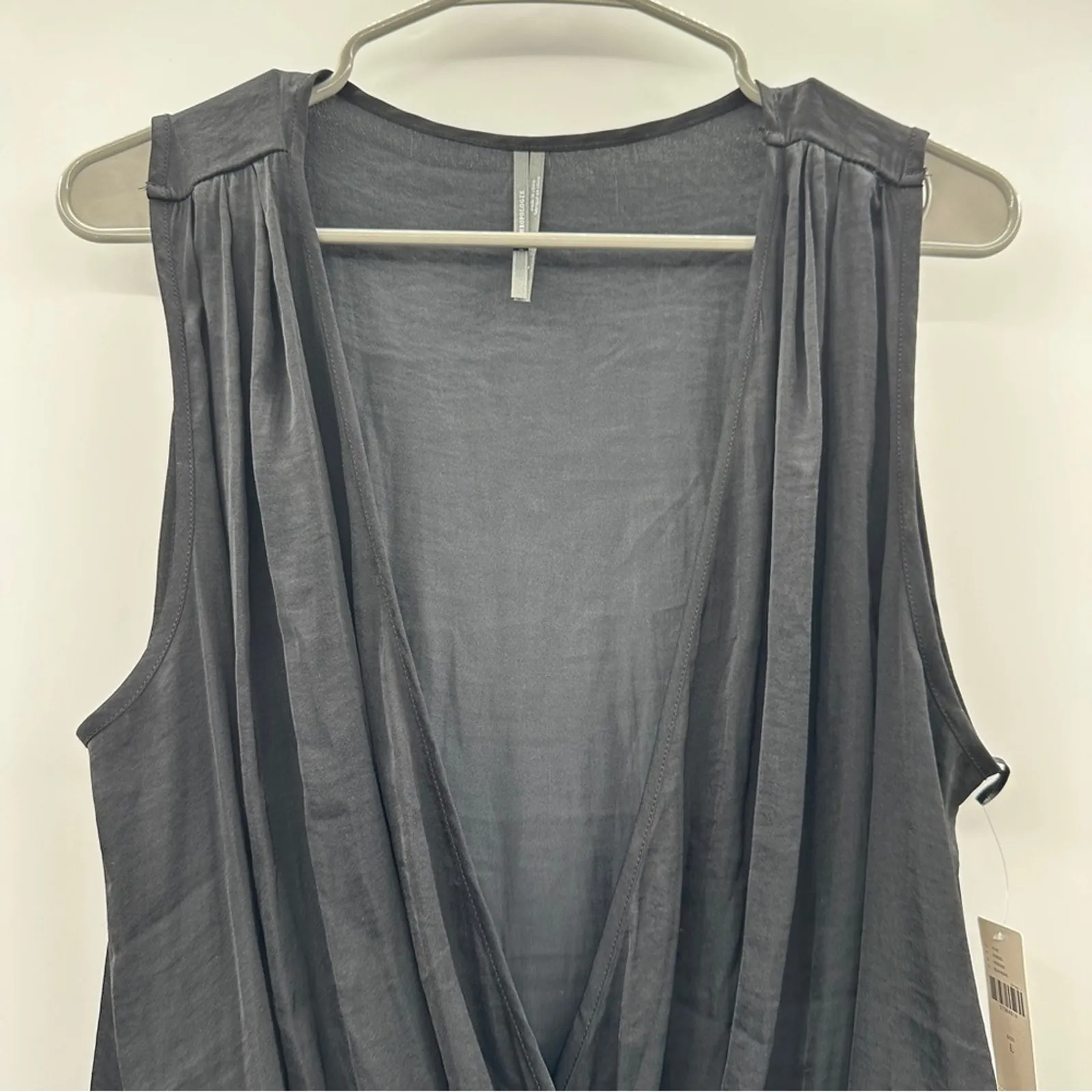 Anthropologie Yara Surplice‎ Black Lace Wrap-Over Front Bodysuit Sz L NEW - Image 2