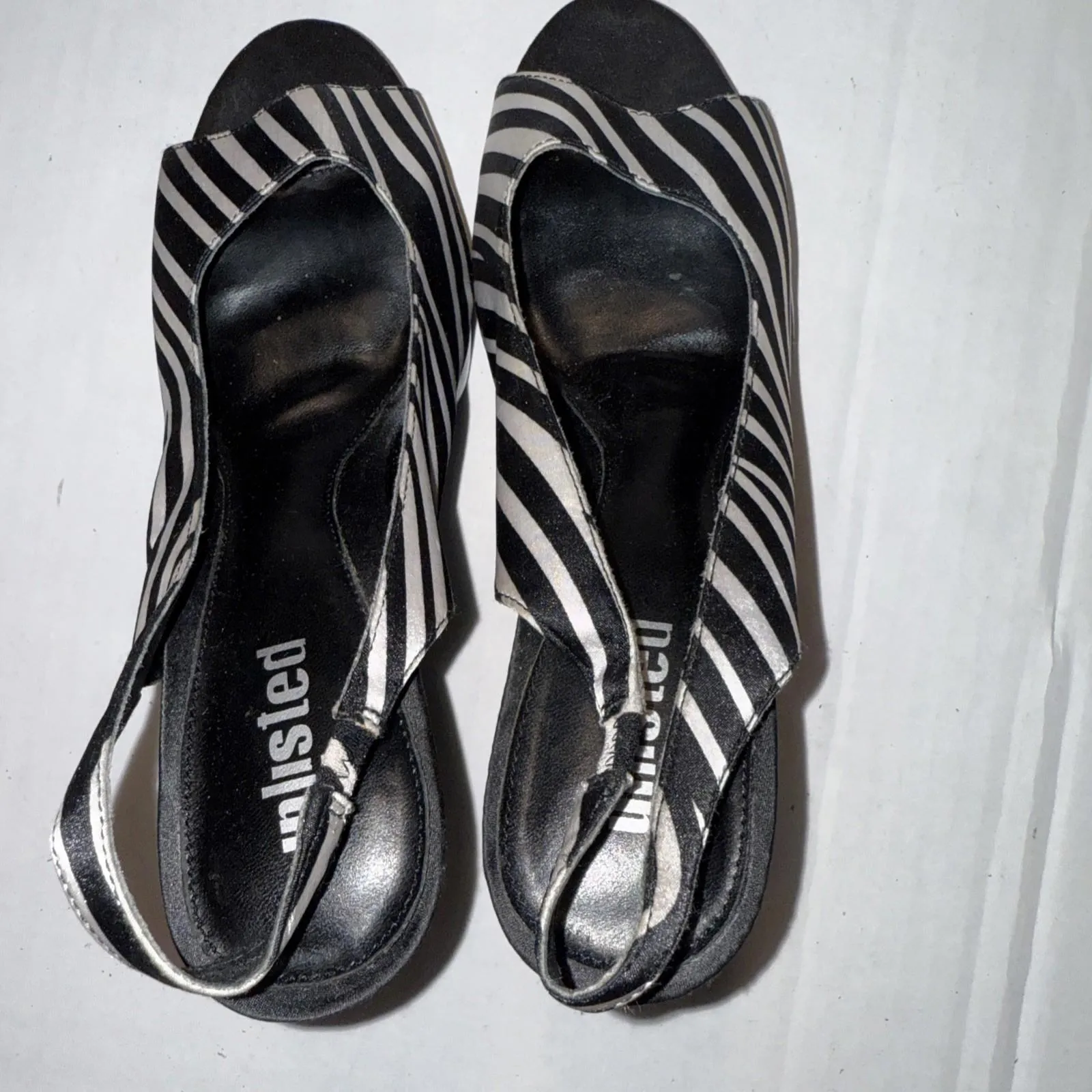 Unlisted Y2K Baddie Sandals Heels Slip On Slingback Peep Toe Zebra Print Sz 9 - Image 15