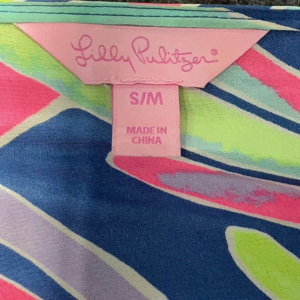 Lilly Pulitzer Moya 100% Silk Fringe Blouse Swim Cover Up Caftan Size Small Med - Image 9