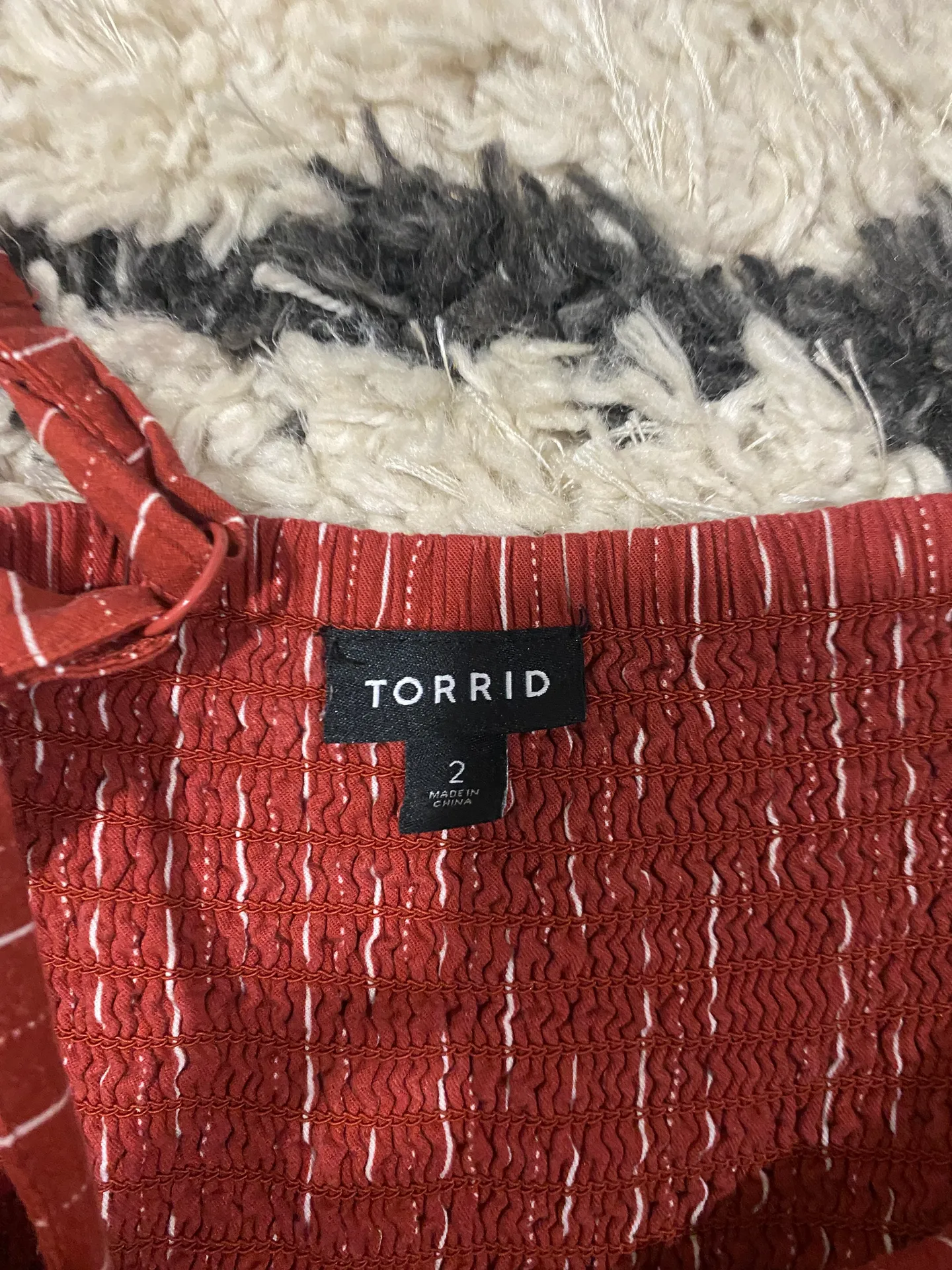 Brick Red Stripe Challis Wide Leg Jumpsuit - Image 10