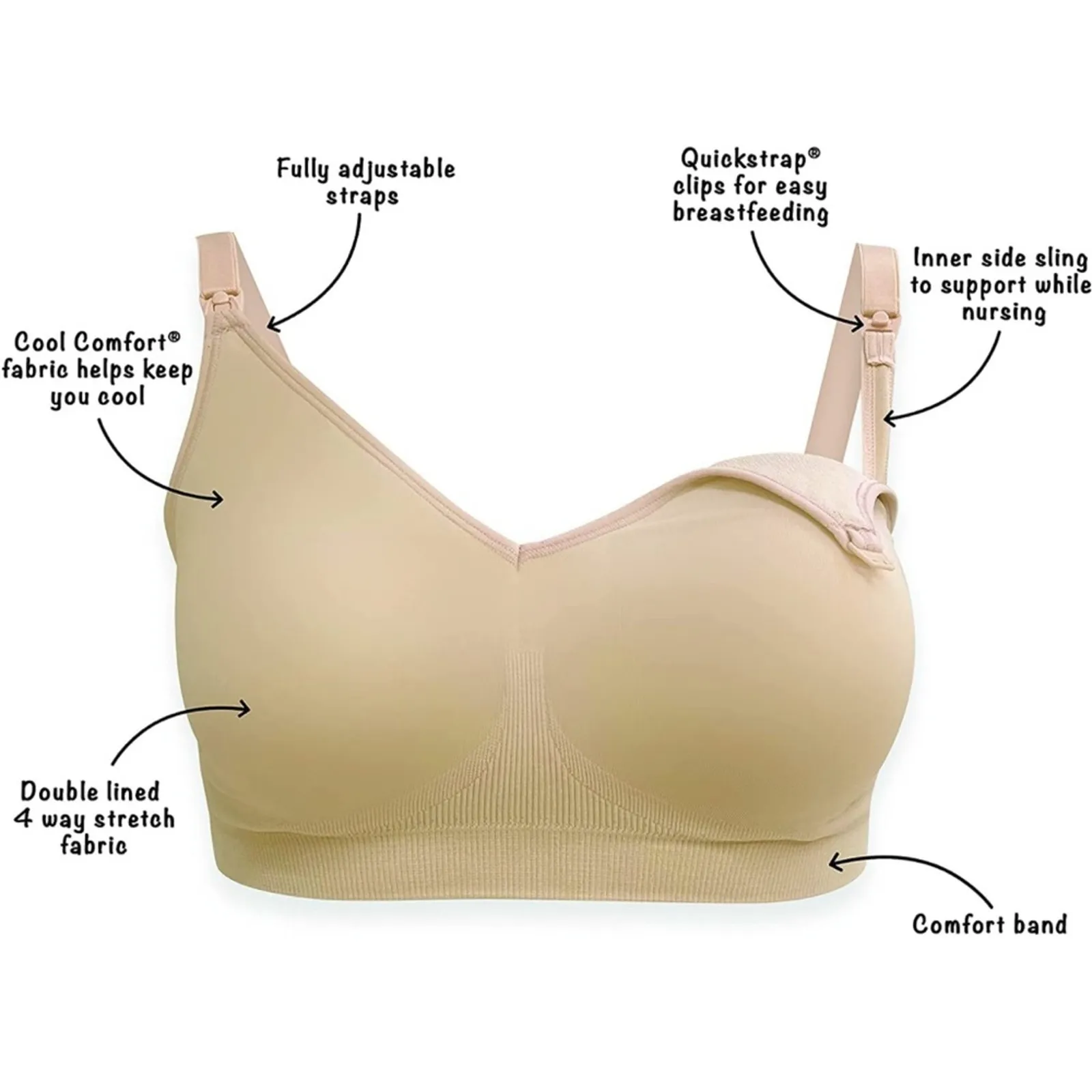 Playtex Women's Maternity & Nursing Seamless Wirefree Bra White 2X - Image 4