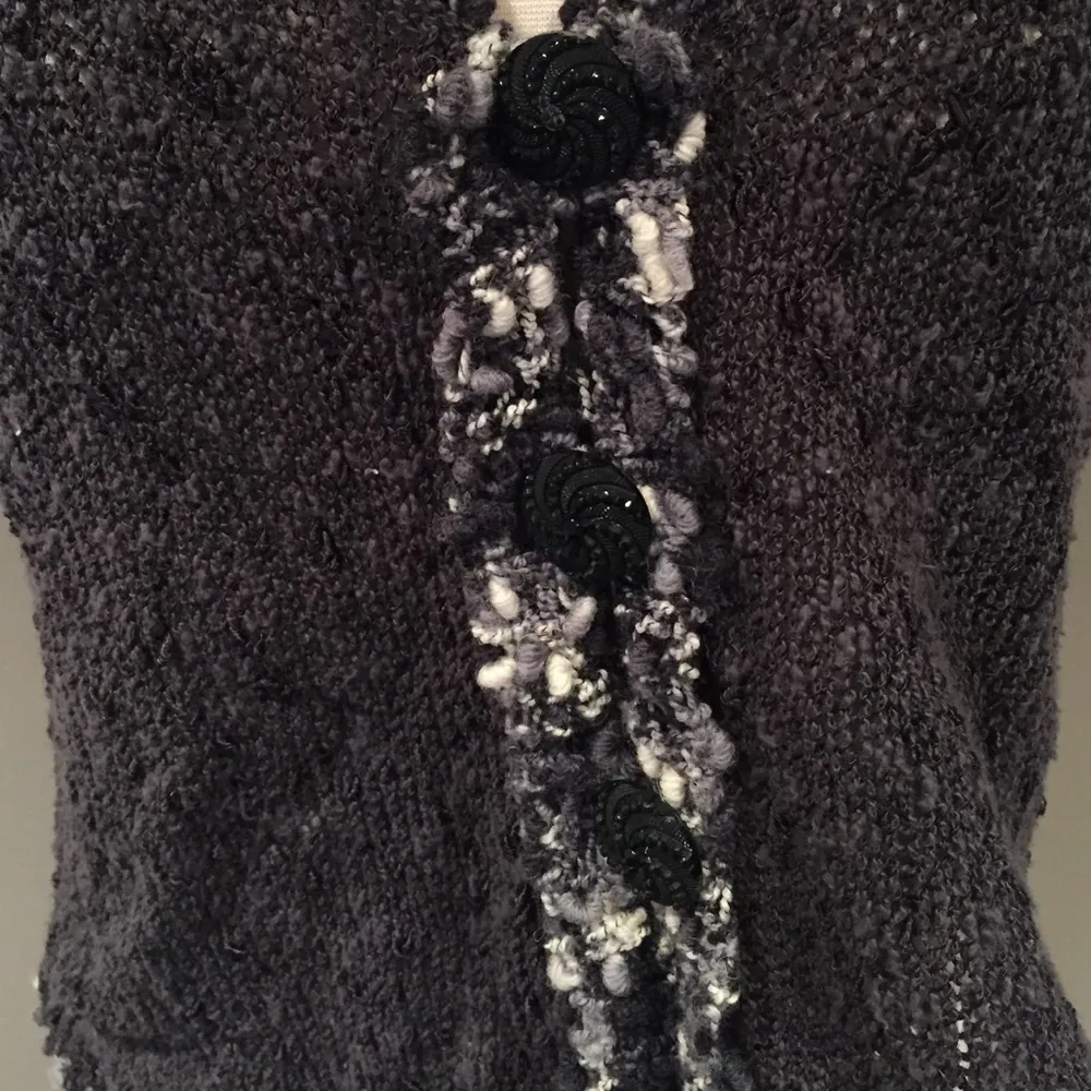 Hand Knit Cardigan Vest with Black Embellished Buttons - Image 5