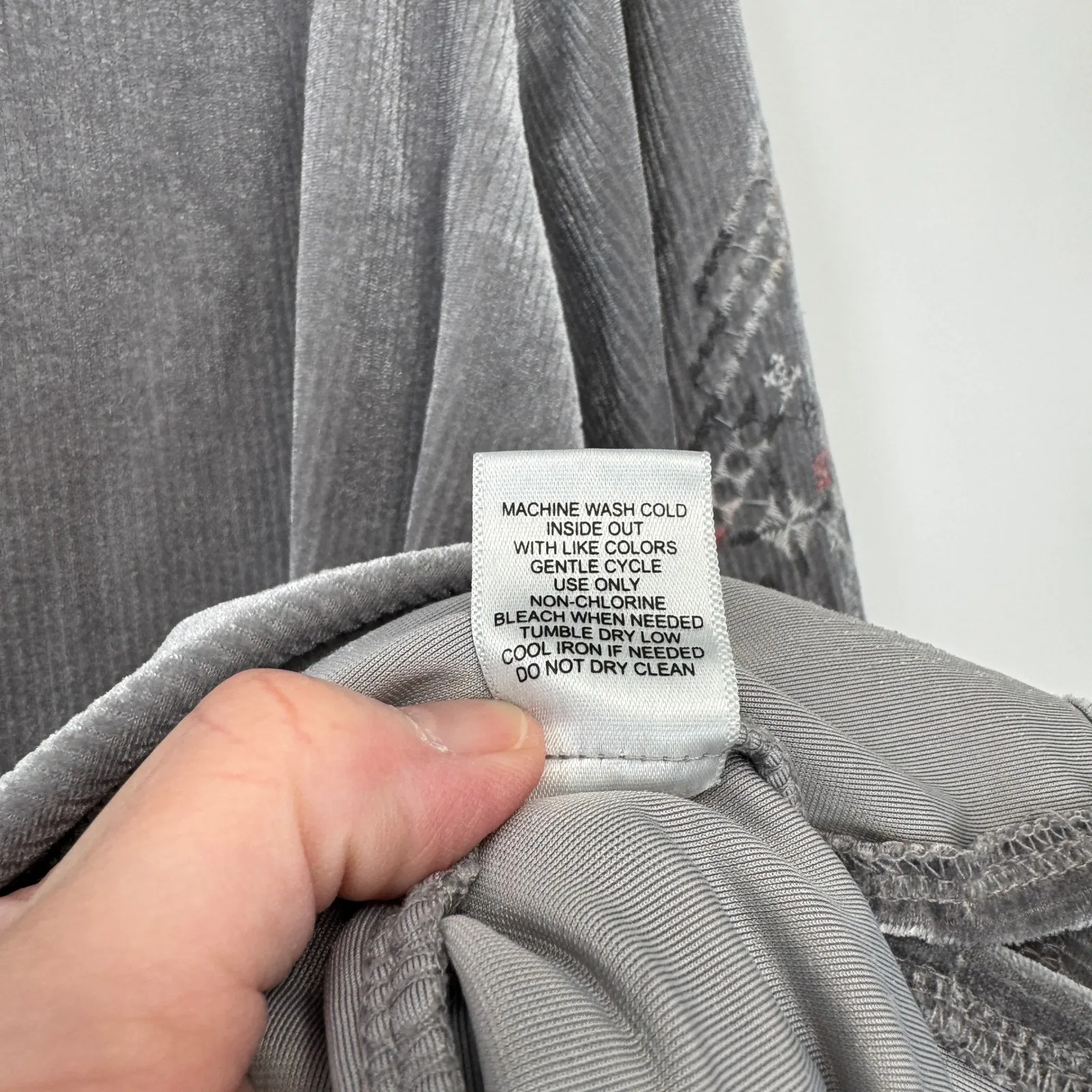 Anthropologie Kate & Sam Corduroy Embroidered Top Womens Large Gray Boho Hippie - Image 8