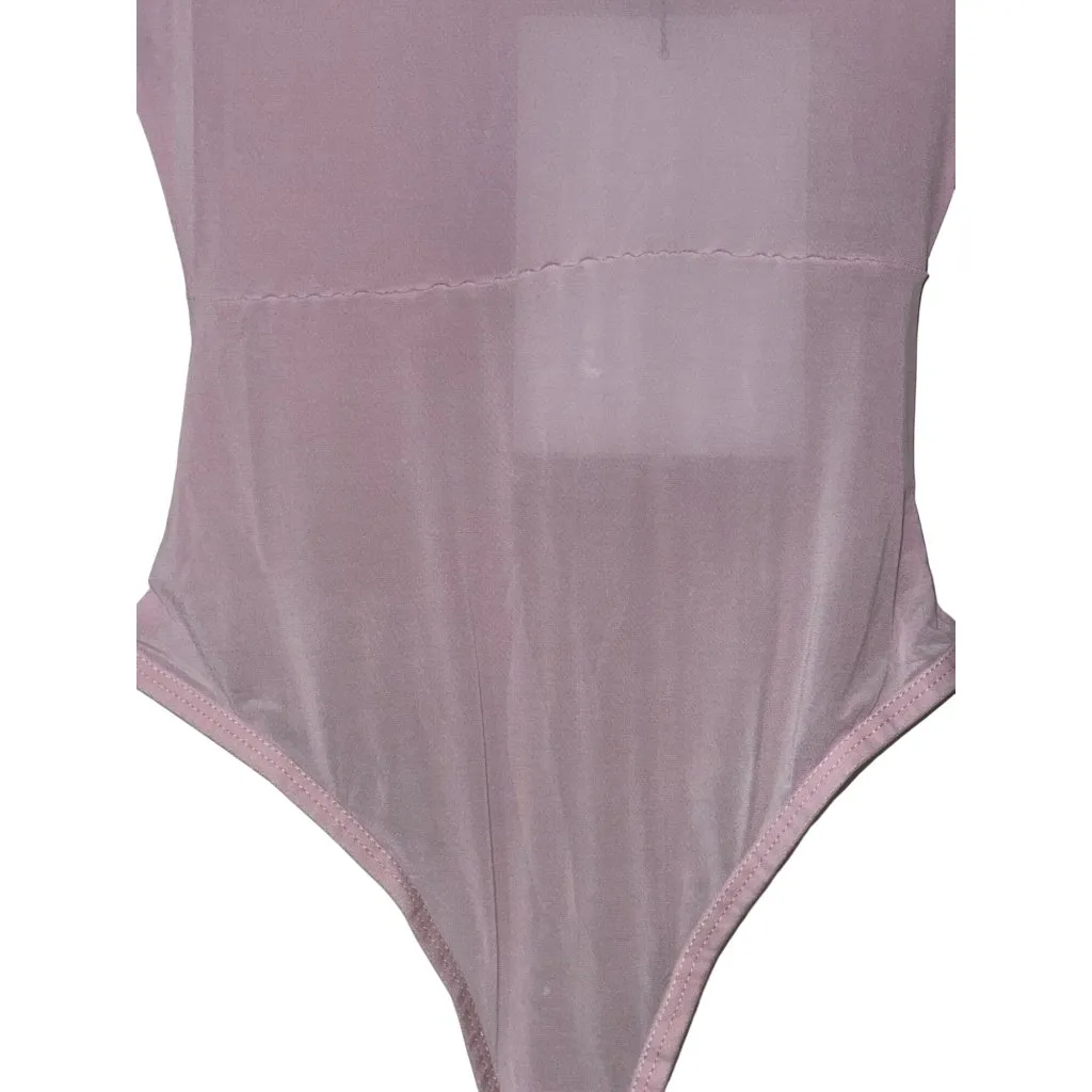 WARDROBE.NYC Sheer Cap Sleeve Bodysuit in Blush Pink X - Image 7