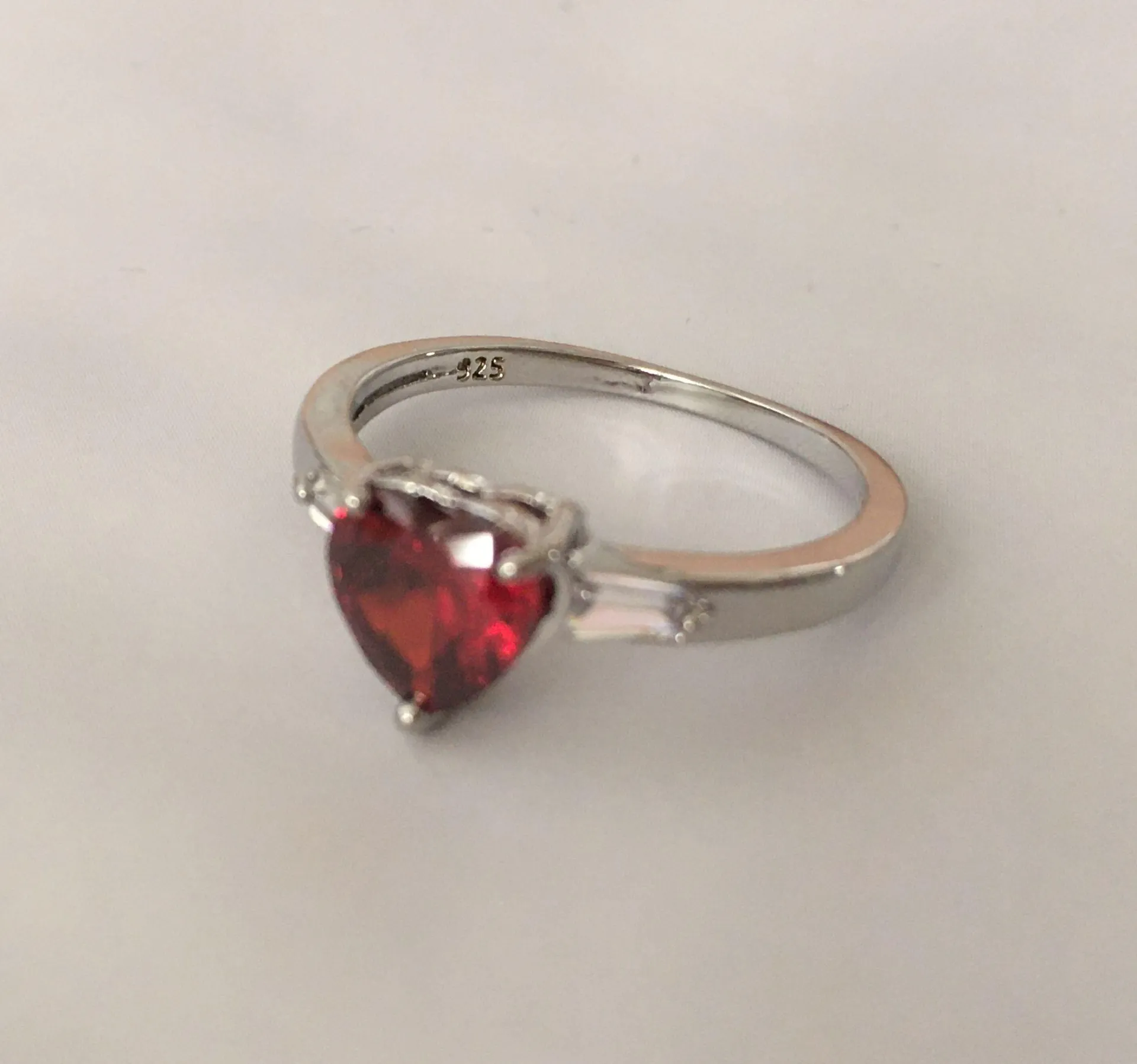 Heart Shaped Ring, Size 8 Red - Image 4
