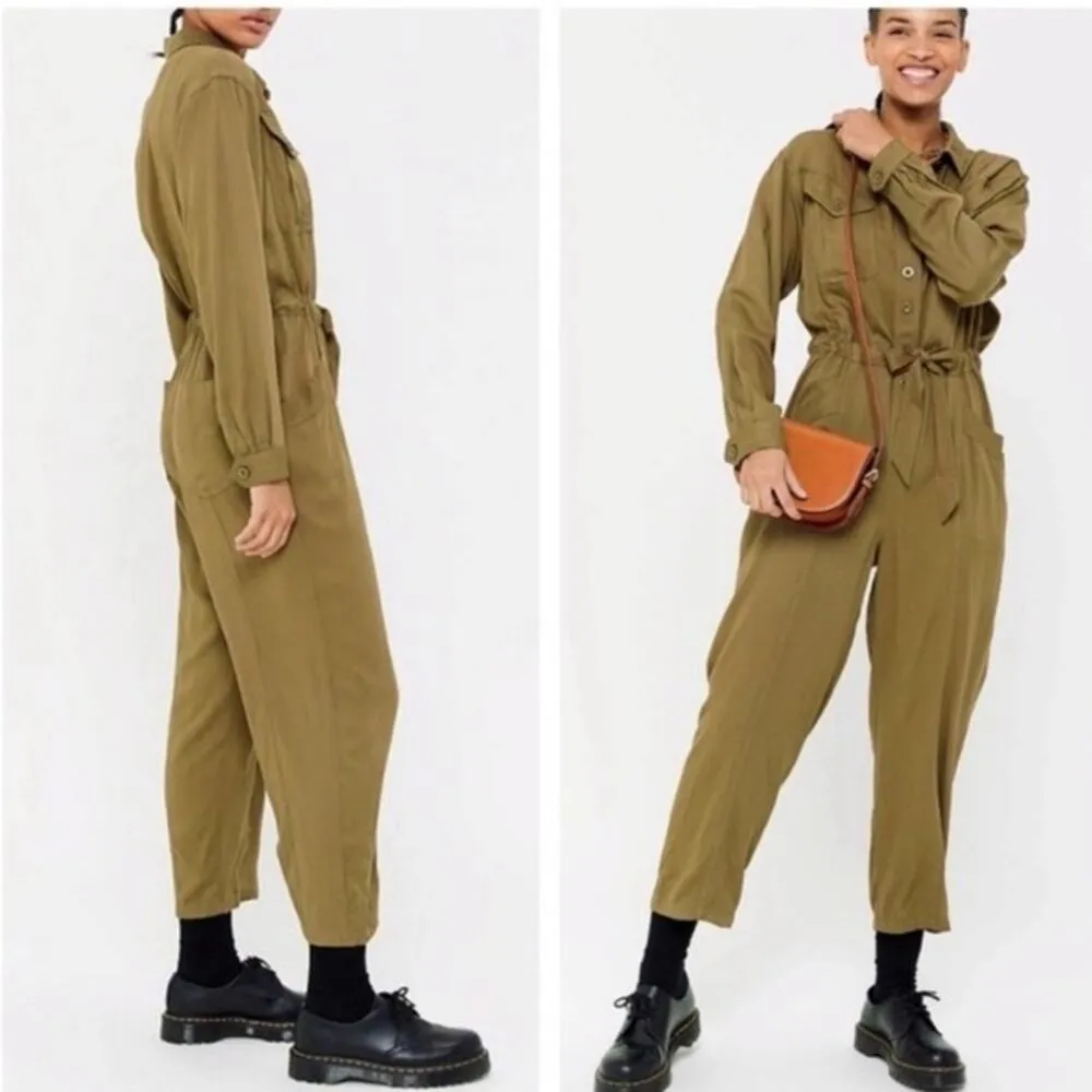 Urban Outfitters‎ belted utility military army style jumpsuit size XS - Image 2
