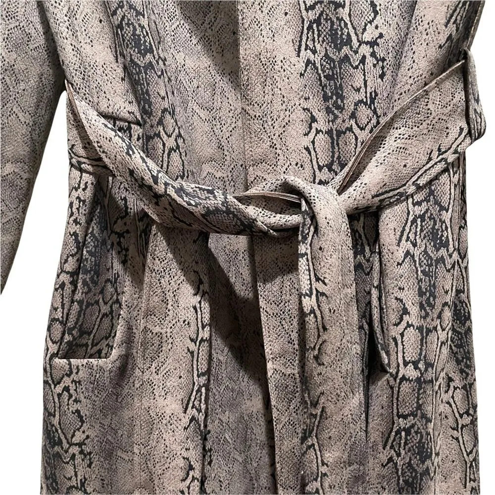 Love Token Snakeskin Print Tie Jacket Brown Size Small - Image 4