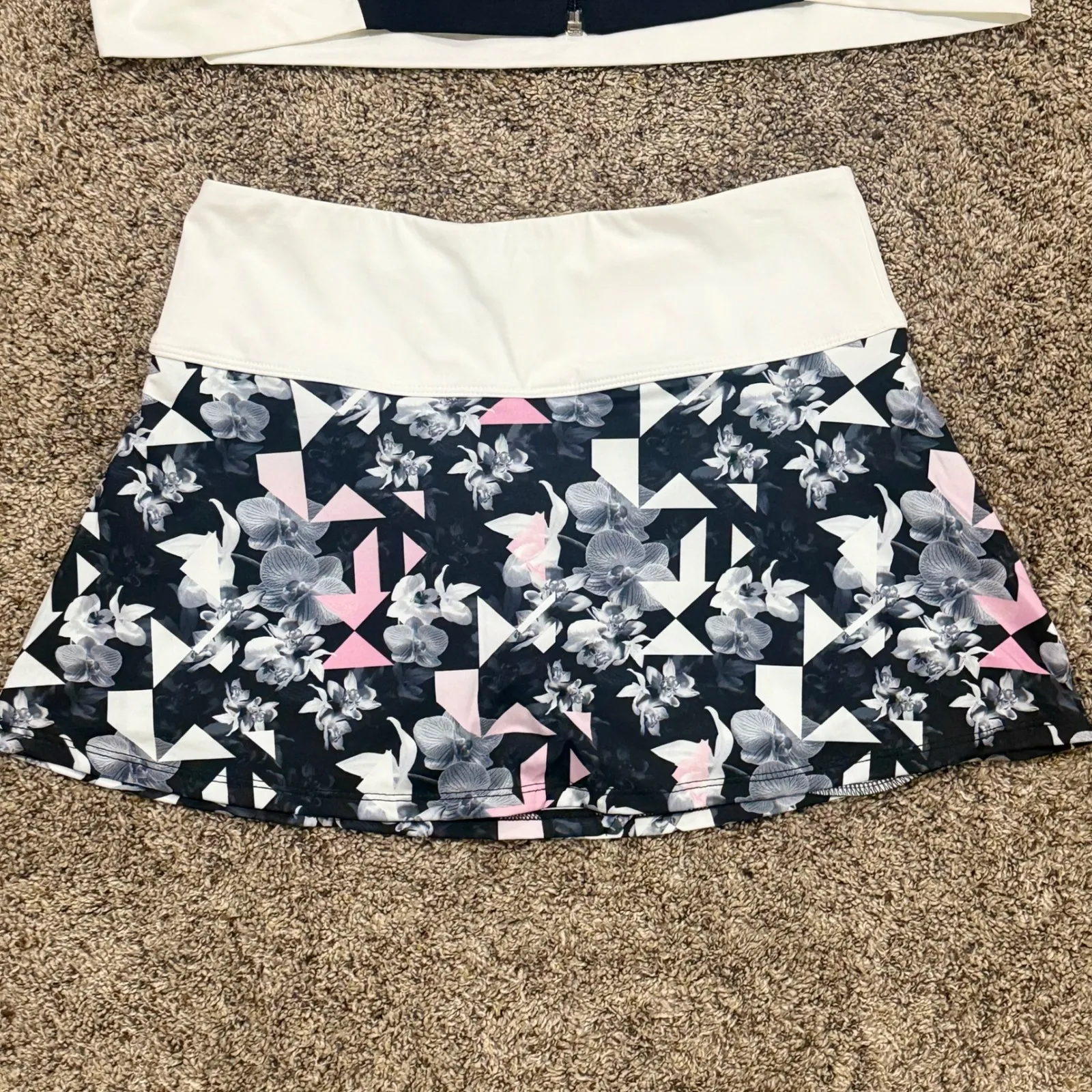 Eleven by Venus Williams Tennis Jacket & Skirt Set Floral Print Womens Small Black - Image 5