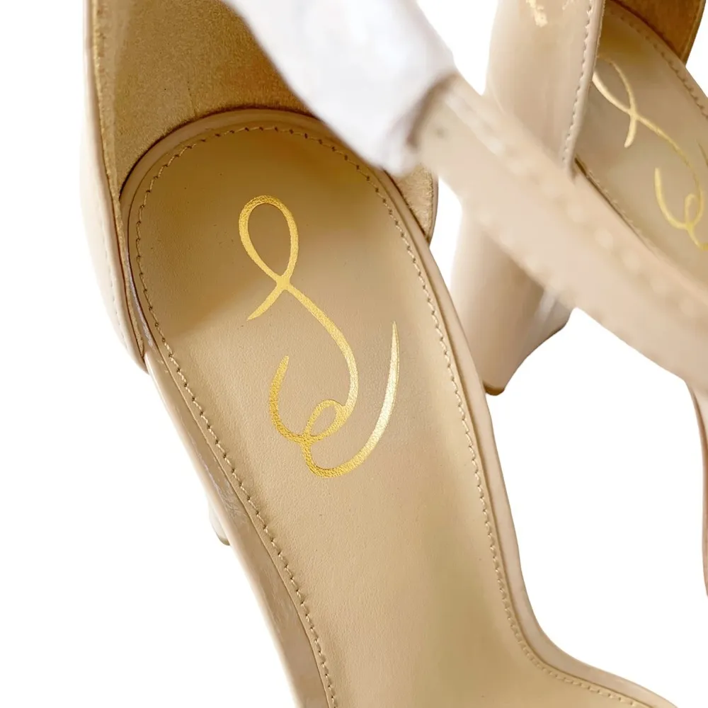 Sam Edelman Yaro Ankle Strap Sandal Beige Patent Ankle Strap Size 9.5 WIDE NWT - Image 6