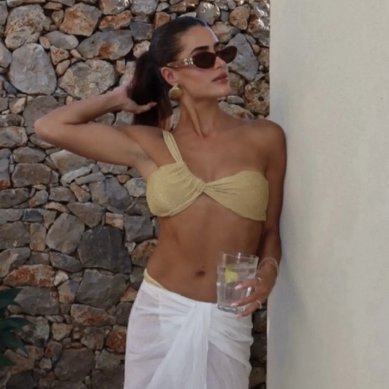 Cult Gaia Charmaine Swimsuit Bikini‎ Top In Champagne Gold Sz M NWT - Image 2