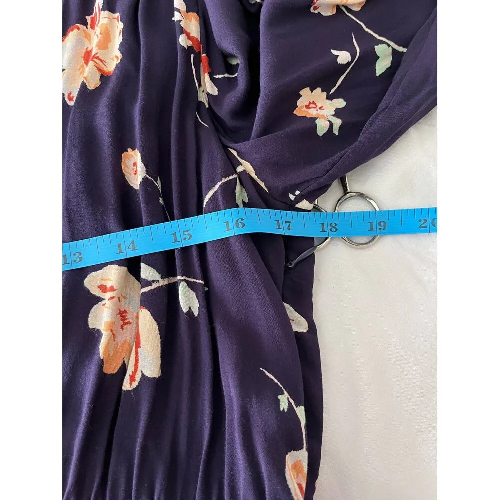 NWT Urban Outfitters Ecote Purple Floral Plunge V-Neck Long Sleeve Romper-10 - Image 5