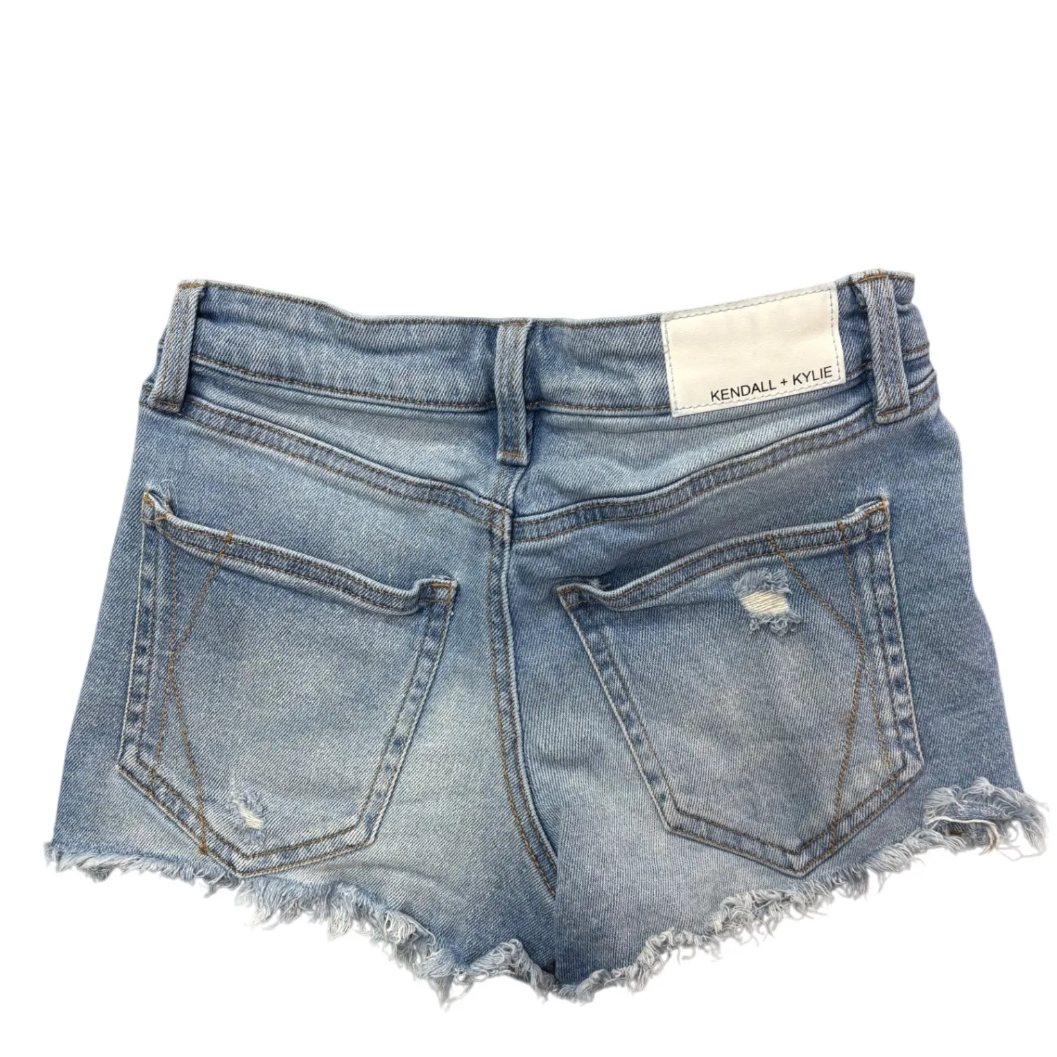 Kendall +‎ Kylie 0/24 The Hipster Shorts Denim Distressed Frayed Hem Button Fly - Image 2