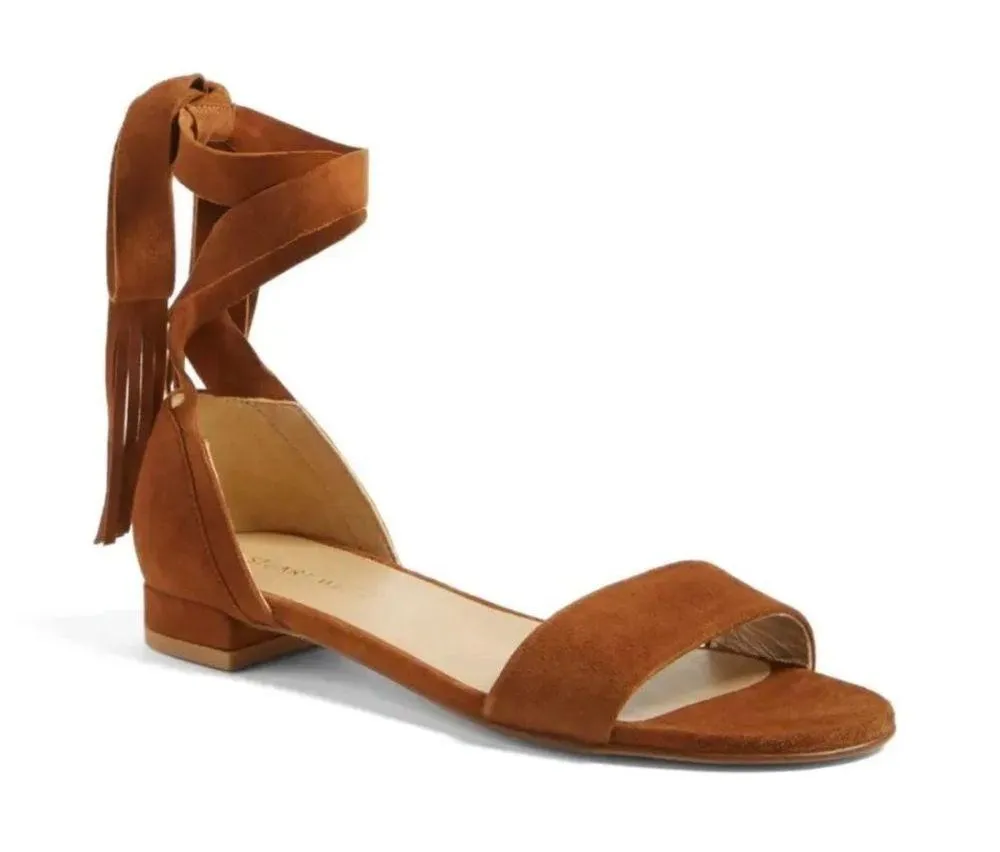 Stuart Weitzman Brown Suede Ankle Wrap Corbata Sandals Size 7 NWOT - Image 2