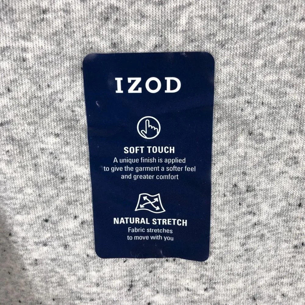 Izod Womens Sweatshirt Shirttail Hem Stretch Tie Waist Heathered Gray Plaid S - Image 3